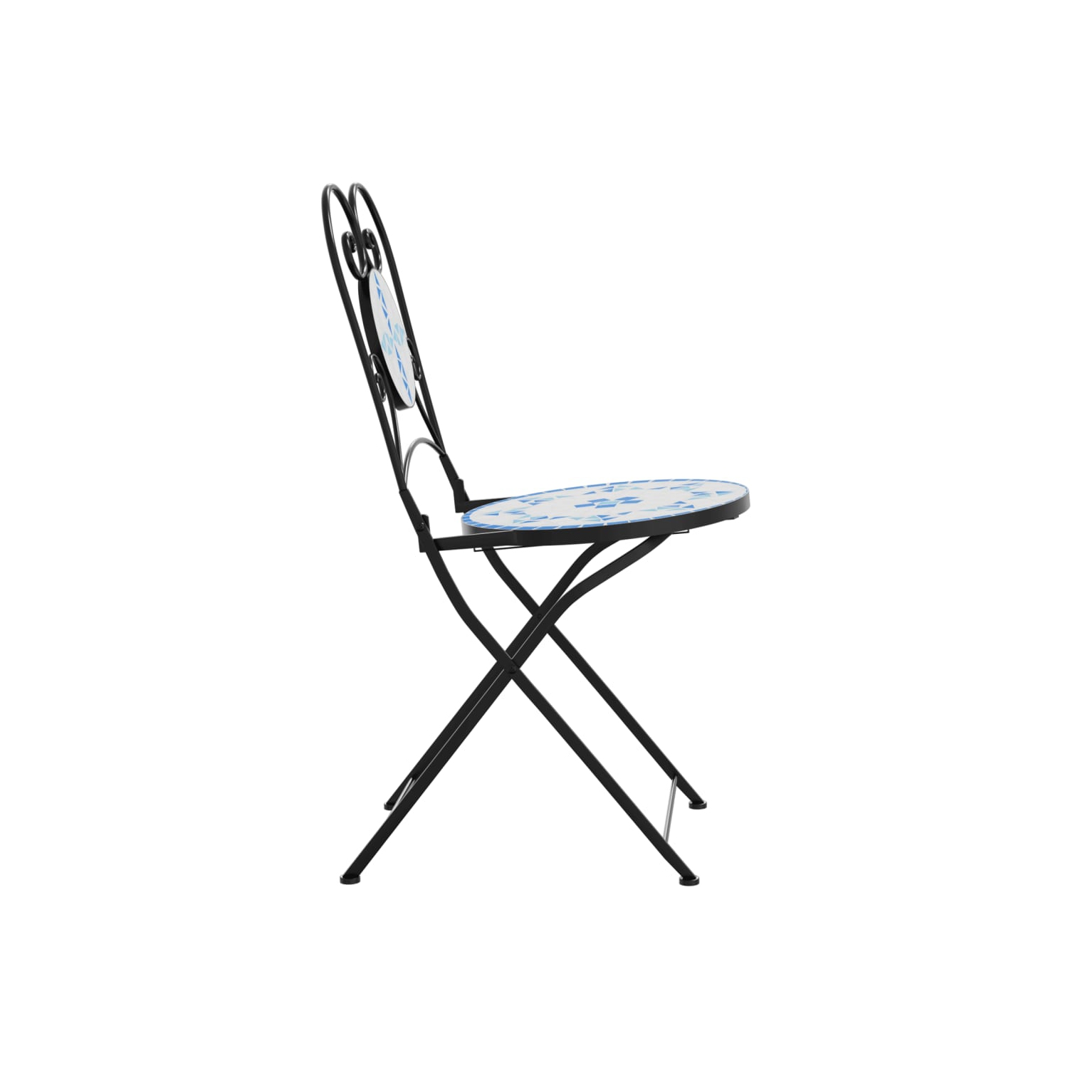 vidaXL Bistro Chairs Foldable 2 pcs Blue and White Ceramic