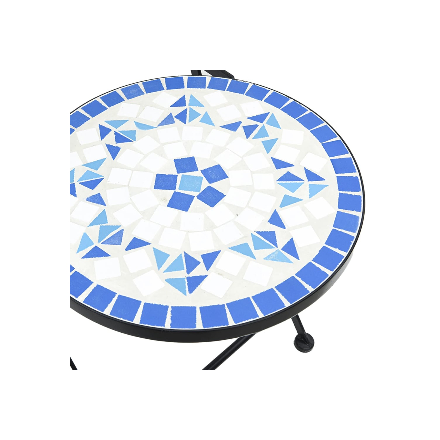 vidaXL Bistro Chairs Foldable 2 pcs Blue and White Ceramic