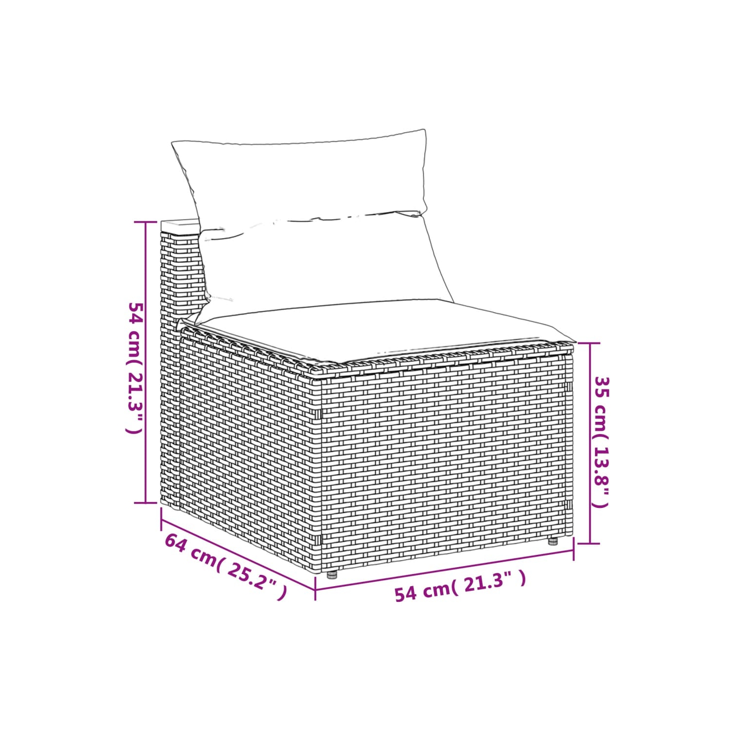 vidaXL Garden Sofas Armless with Cushions 2 pcs Grey Poly Rattan