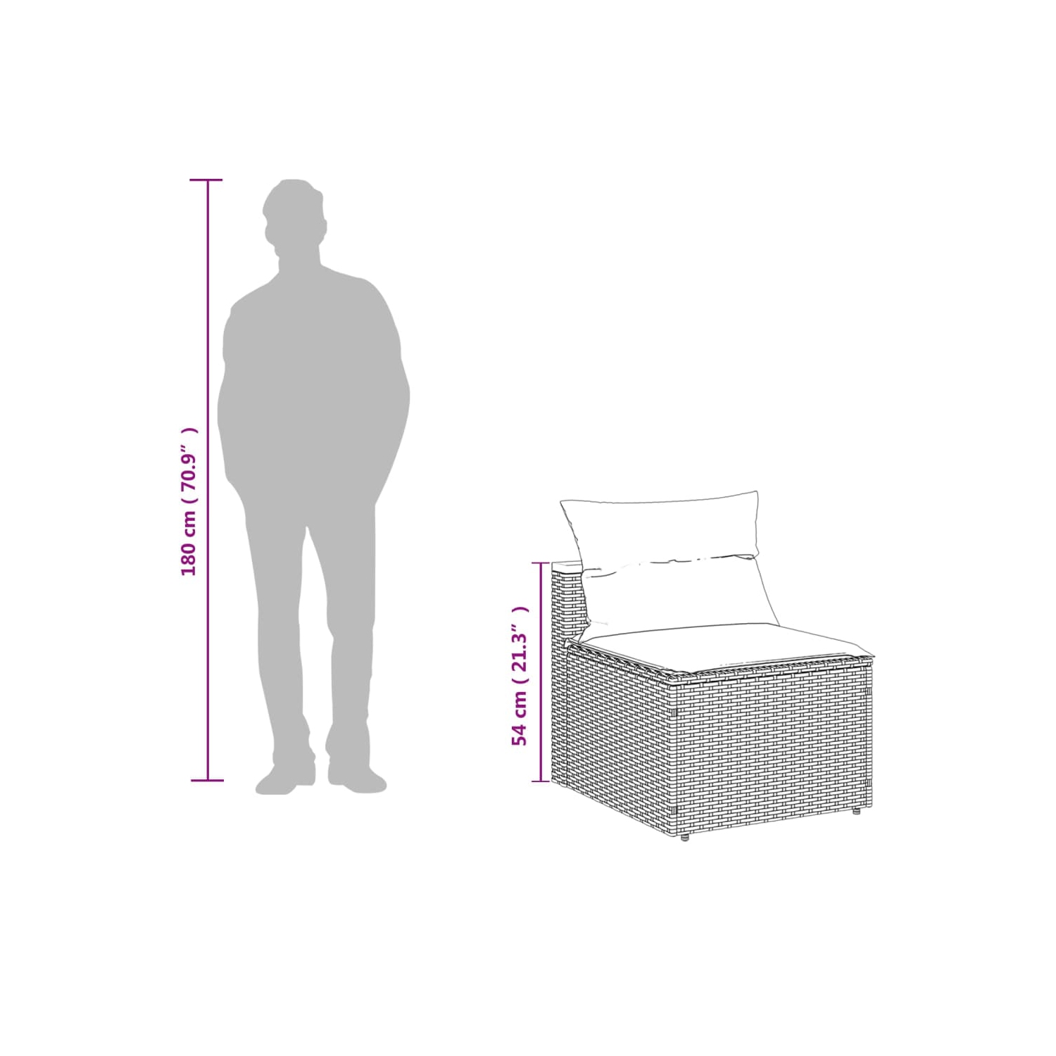 vidaXL Garden Sofas Armless with Cushions 2 pcs Grey Poly Rattan