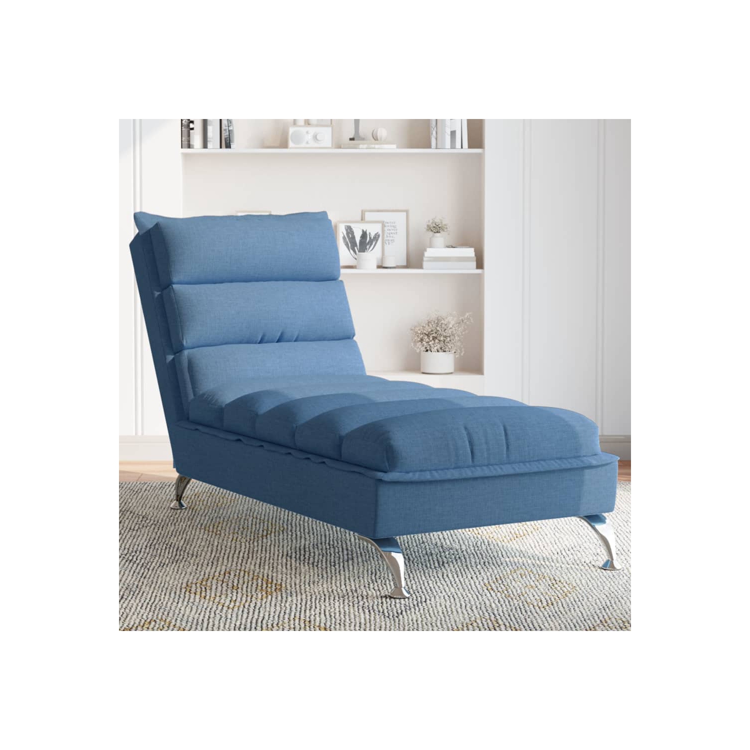 Chaise longue vidaXL avec coussins en tissu bleu