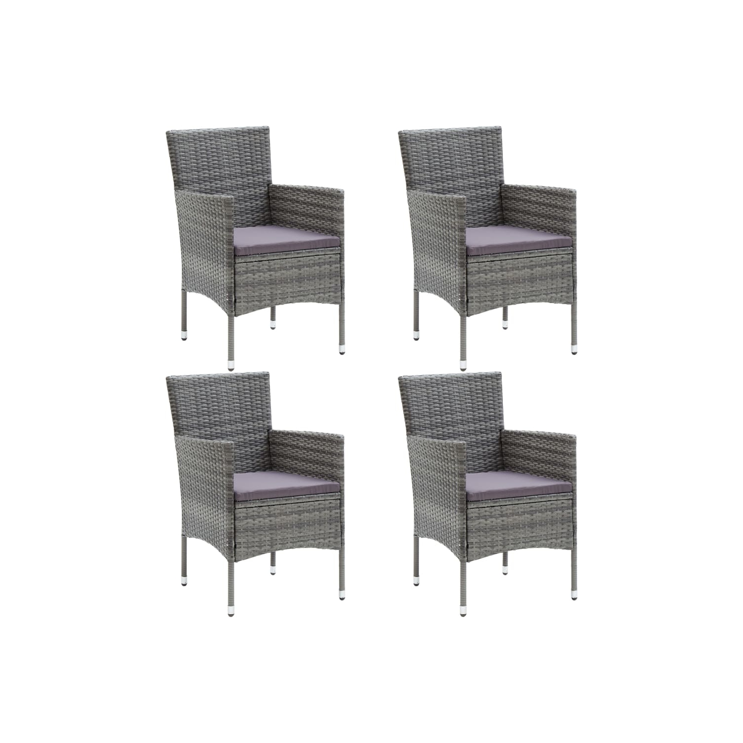 vidaXL Garden Dining Chairs 4 pcs Poly Rattan Grey