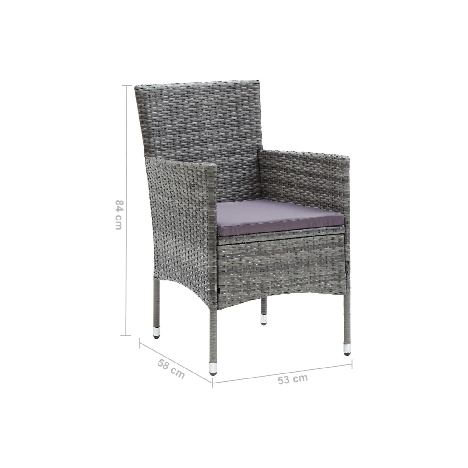 vidaXL Garden Dining Chairs 4 pcs Poly Rattan Grey