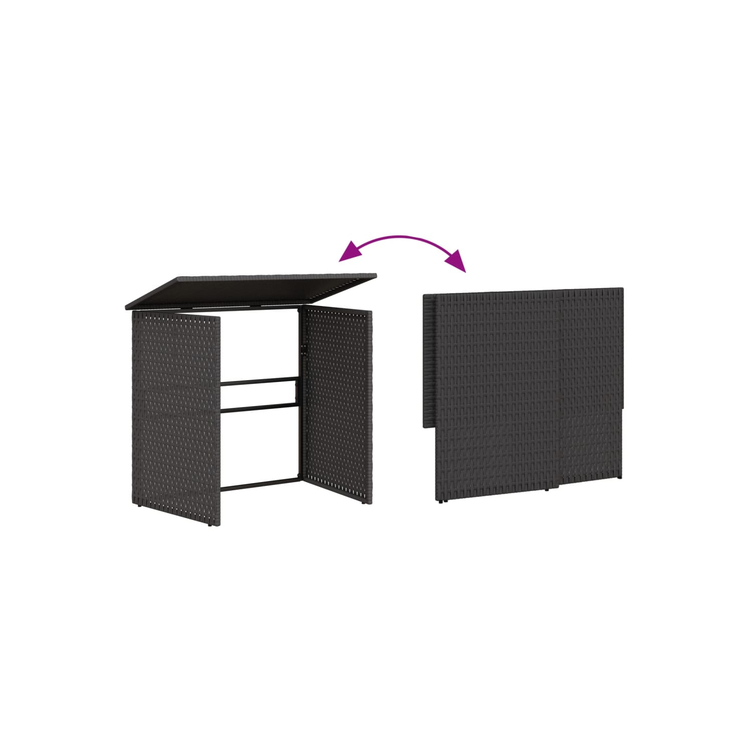 vidaXL Garden Sofa with Table and Cushions L-Shaped Black Poly Rattan