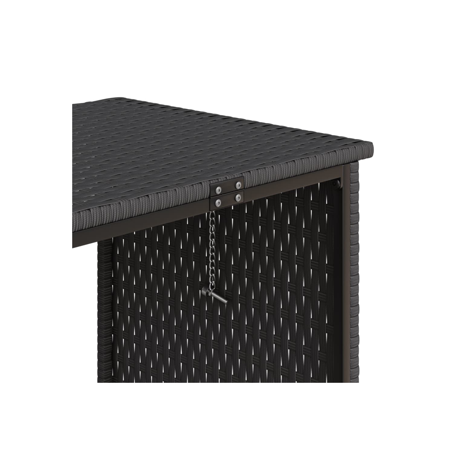 vidaXL Garden Sofa with Table and Cushions L-Shaped Black Poly Rattan