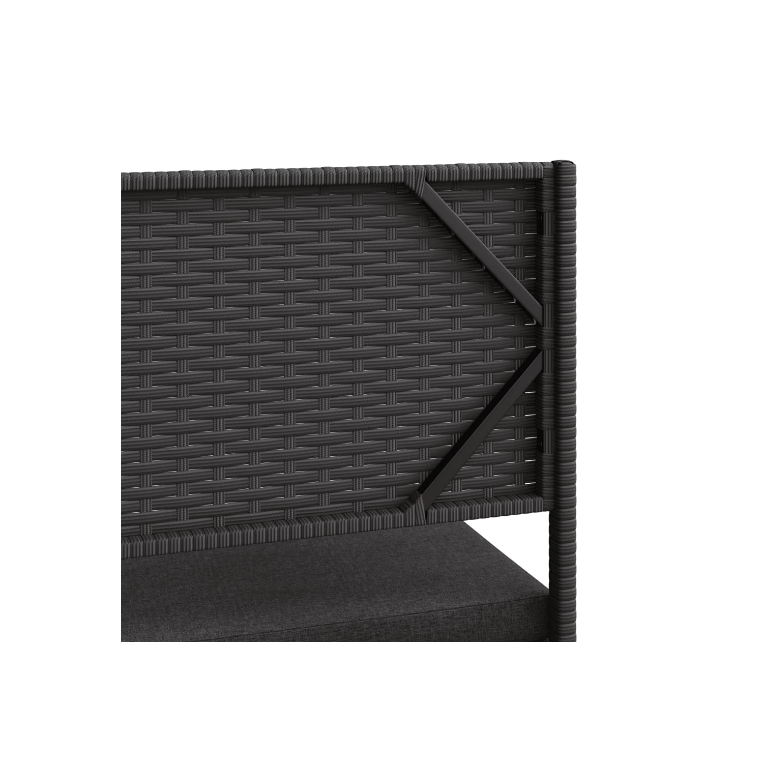 vidaXL Garden Sofa with Table and Cushions L-Shaped Black Poly Rattan