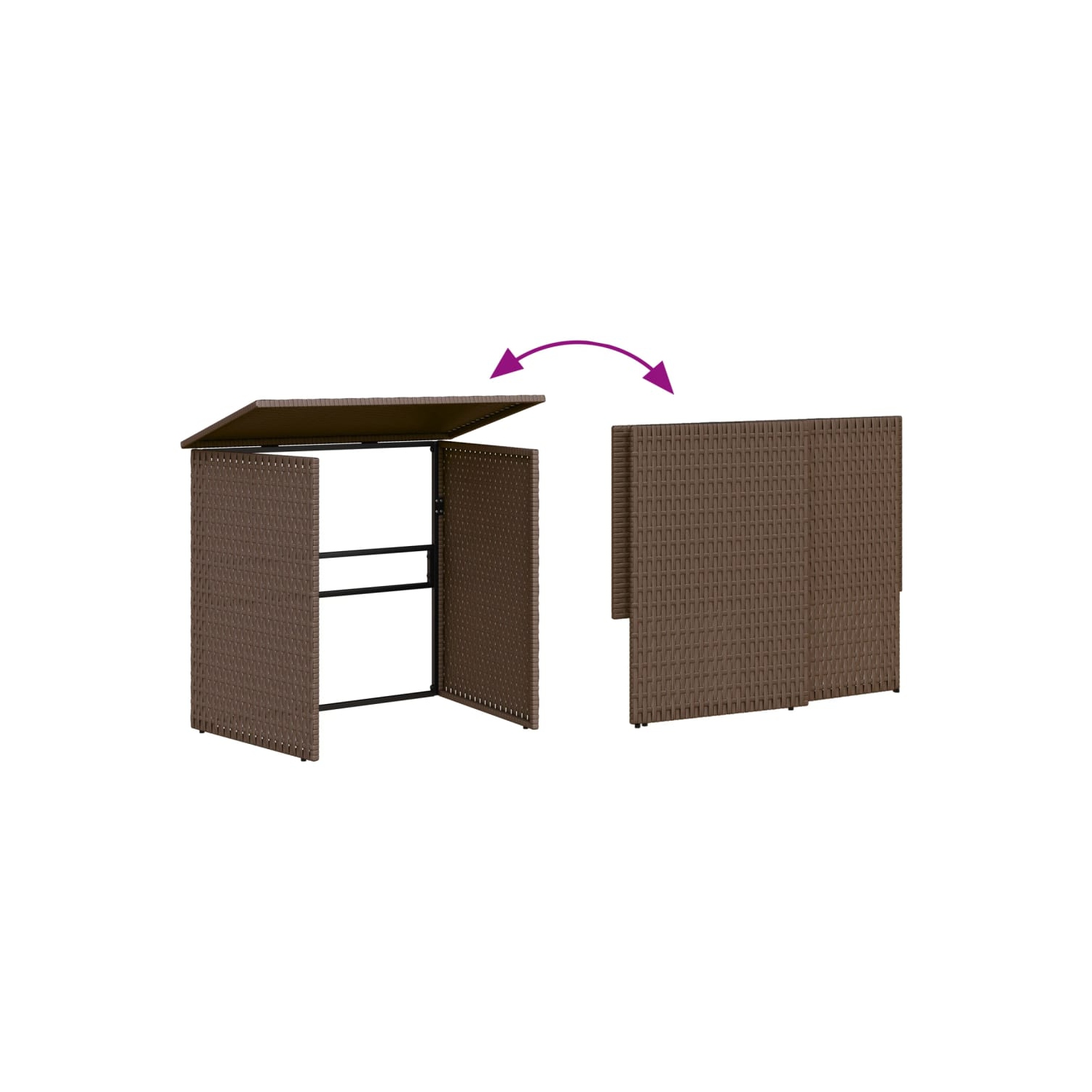 vidaXL Garden Sofa with Table and Cushions L-Shaped Brown Poly Rattan