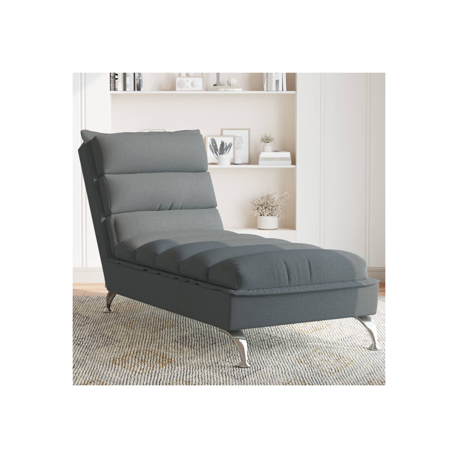 vidaXL Chaise Lounge with Cushions Dark Grey Fabric