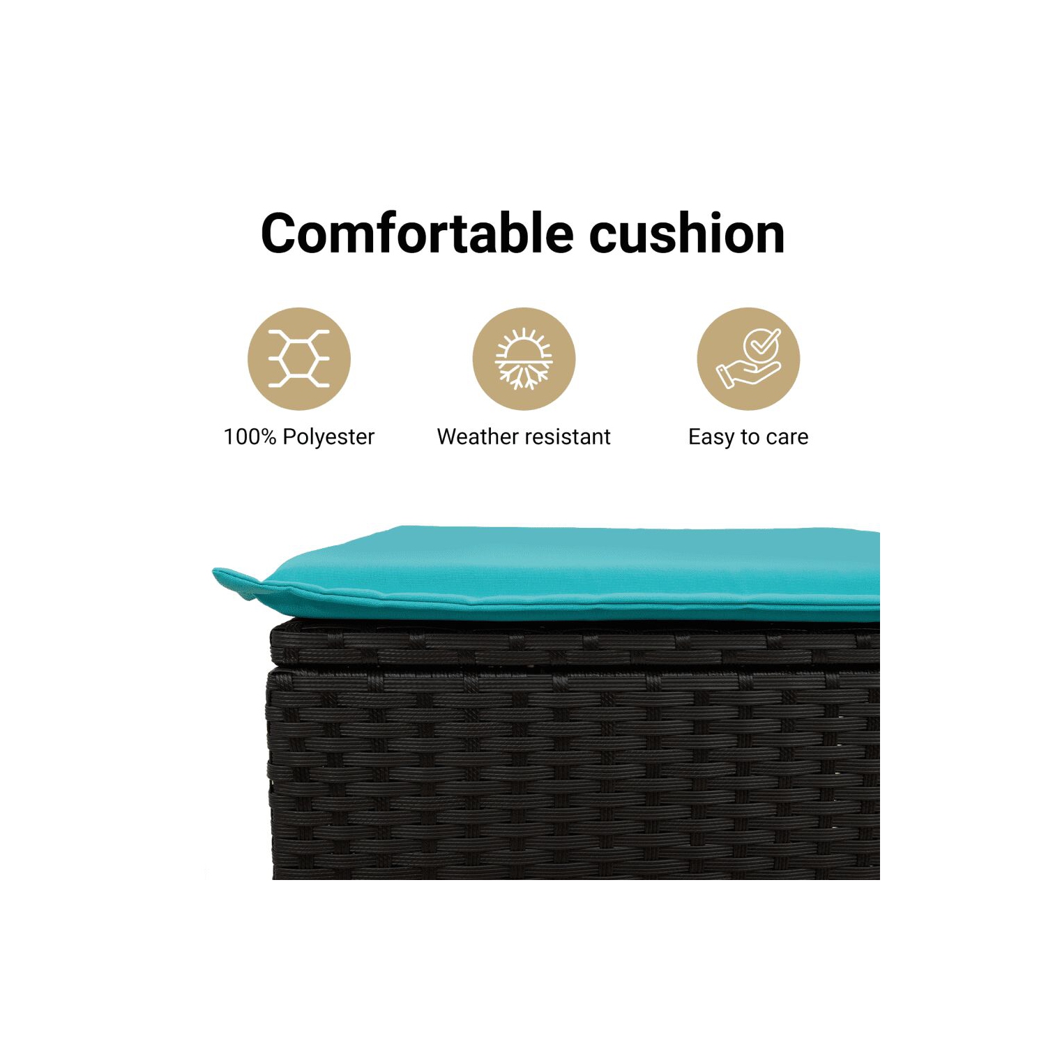 Chaise longue double soleil avec auvent et coussins en poly rotin noir de vidaXL