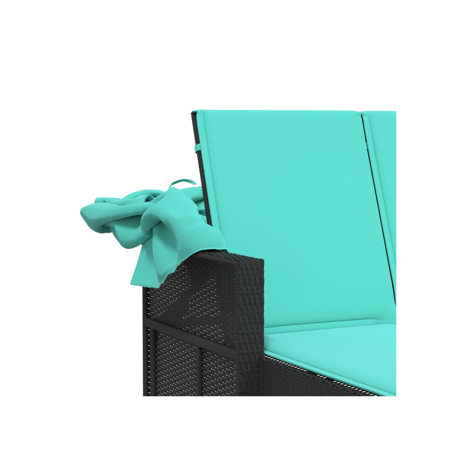 Chaise longue double soleil avec auvent et coussins en poly rotin noir de vidaXL