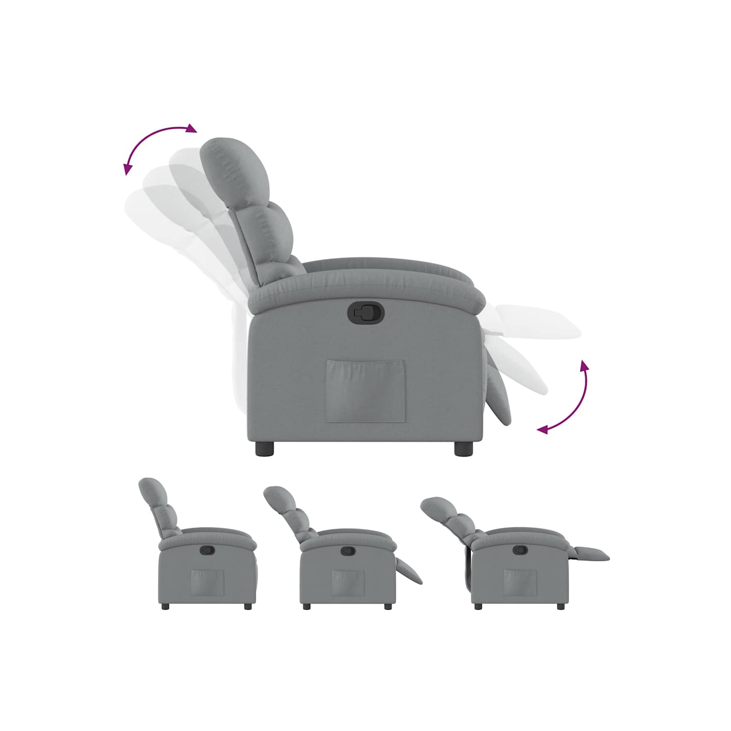 vidaXL Manual Recliner Chair, Adjustable Backrest/ Footrest, Light Gray Fabric Reclining Sofa