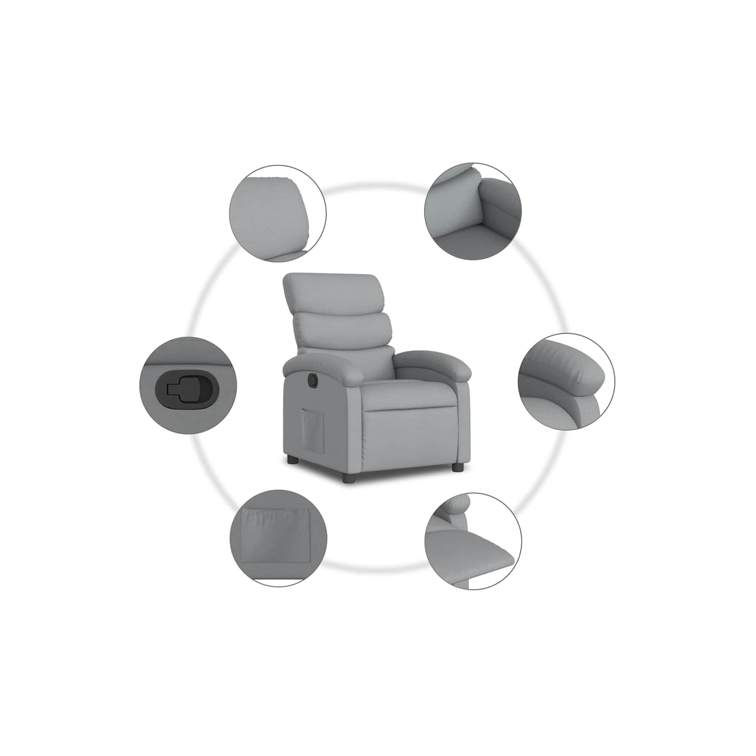 vidaXL Manual Recliner Chair, Adjustable Backrest/ Footrest, Light Gray Fabric Reclining Sofa