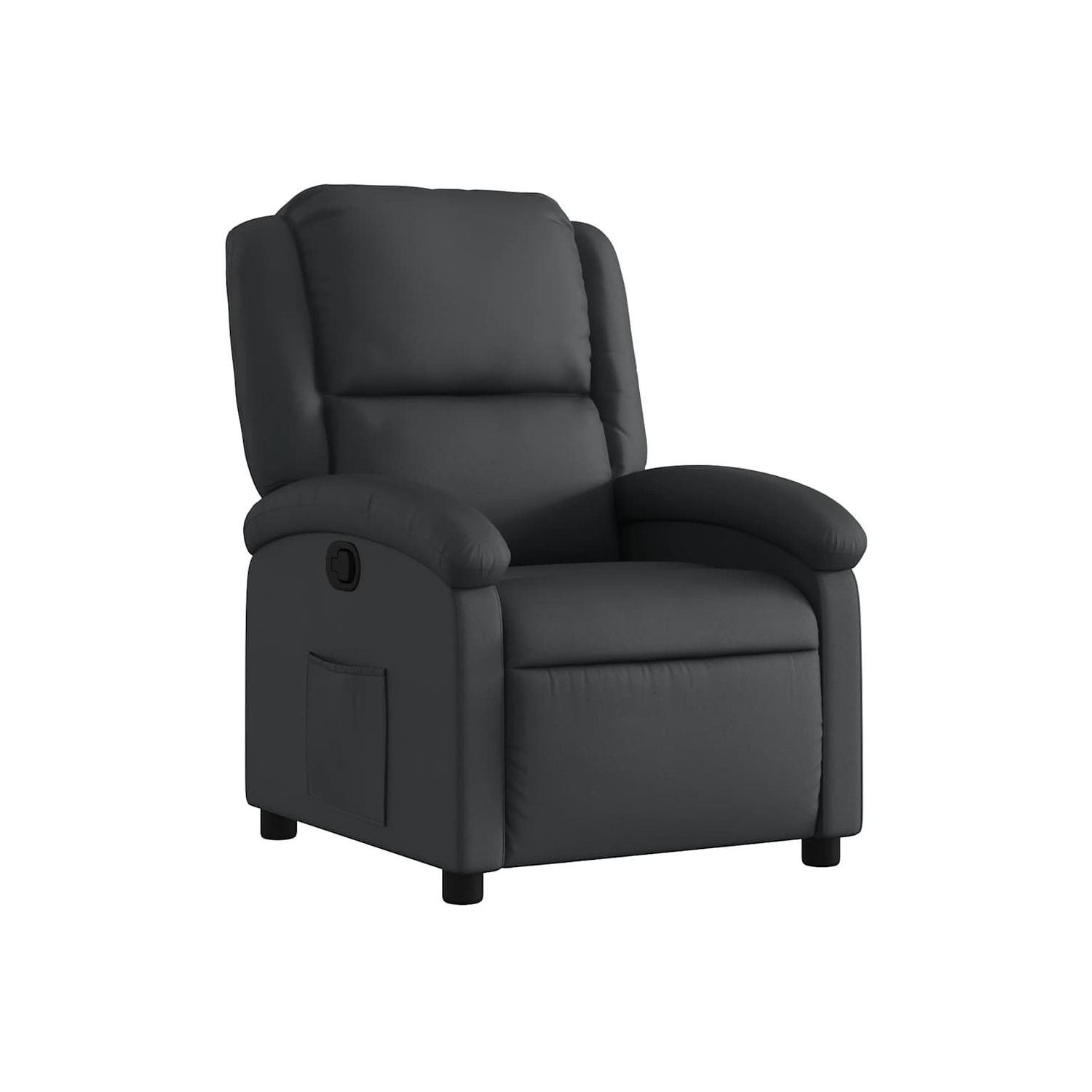 vidaXL Manual Recliner Chair, Adjustable Backrest/ Footrest, Black Real Leather