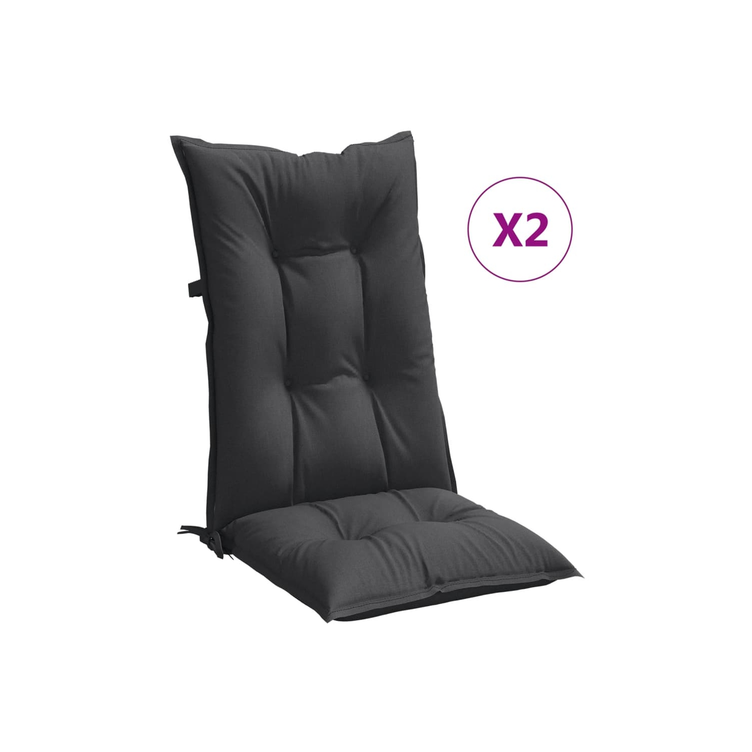 vidaXL Highback Chair Cushions 2 pcs Melange Anthracite 120x50x7 cm Fabric