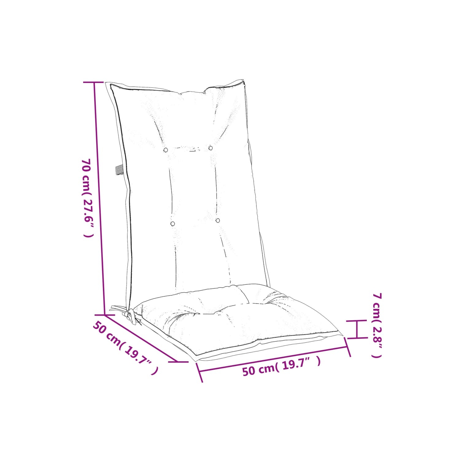 vidaXL Highback Chair Cushions 2 pcs Melange Anthracite 120x50x7 cm Fabric