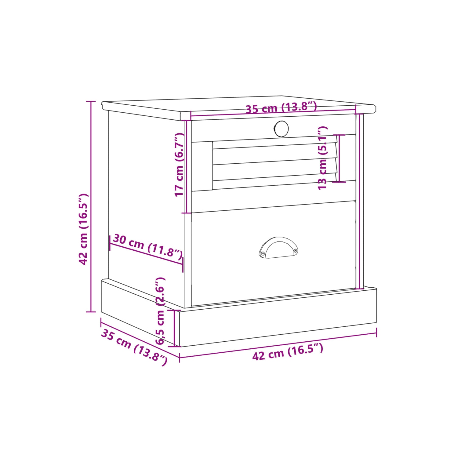vidaXL Bedside Cabinet VIGO 42x35x42 cm Solid Wood Pine
