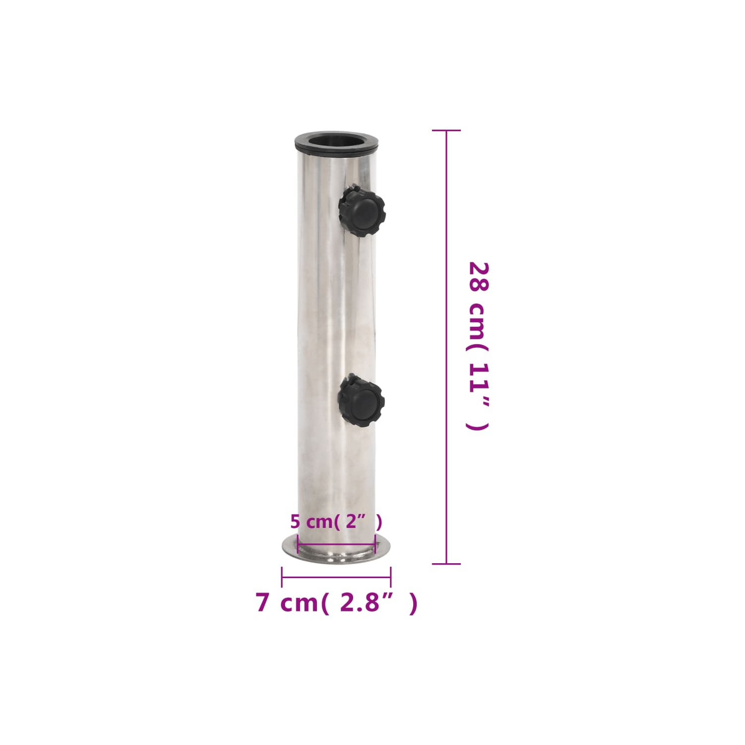 vidaXL Parasol Base for Ø38/48 mm Pole Silver Stainless Steel