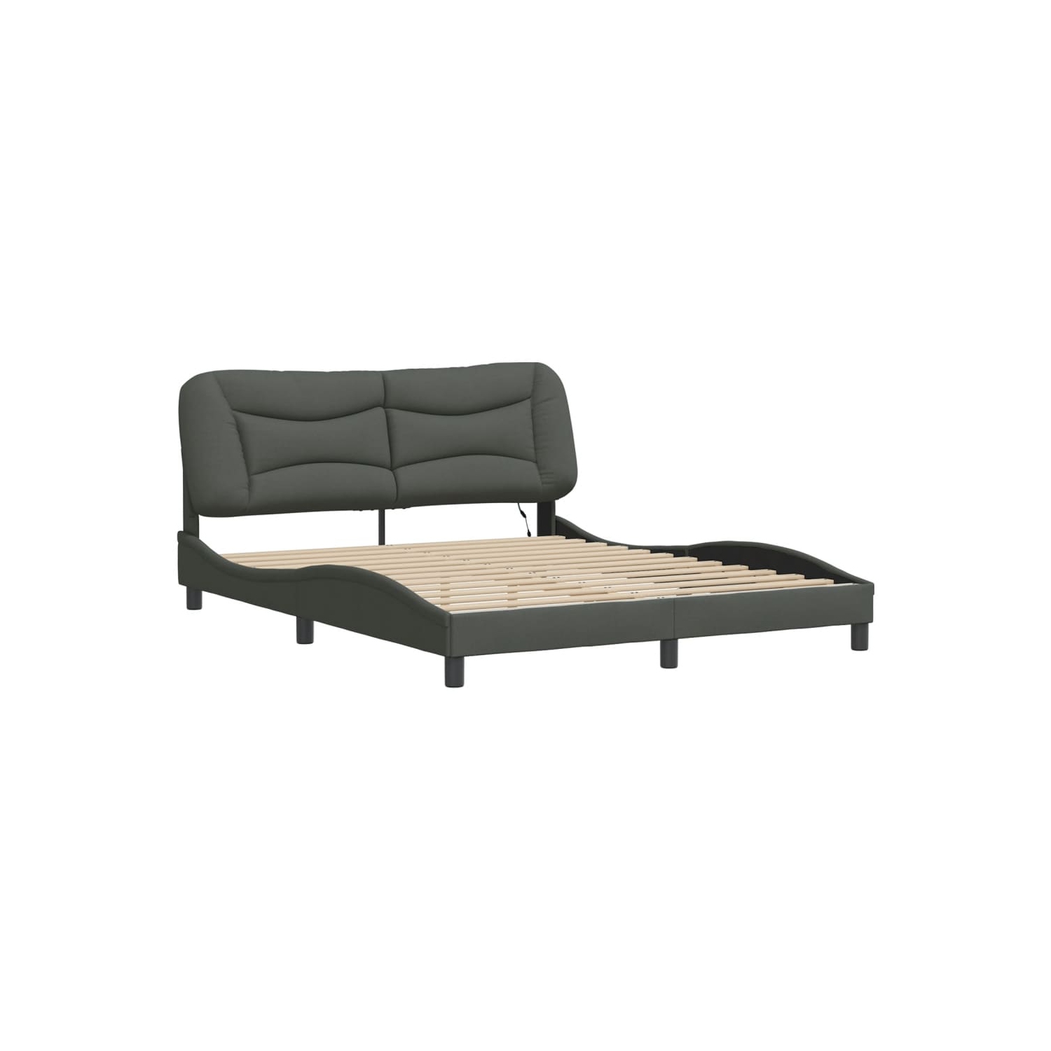 Cadre de lit vidaXL avec LED sans matelas «&nbsp;Hvar&nbsp;», tissu 203&nbsp;cm gris foncé 152 unités