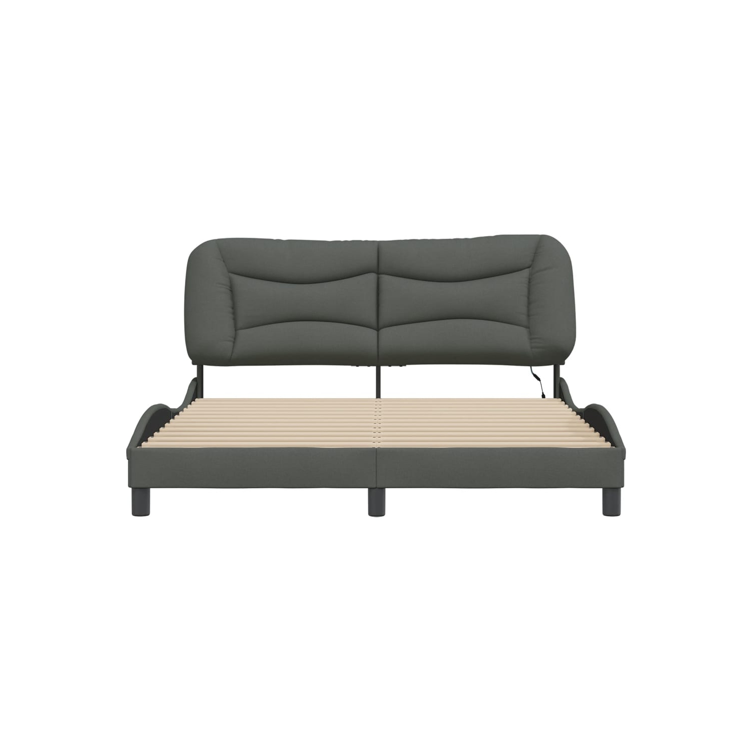 Cadre de lit vidaXL avec LED sans matelas «&nbsp;Hvar&nbsp;», tissu 203&nbsp;cm gris foncé 152 unités