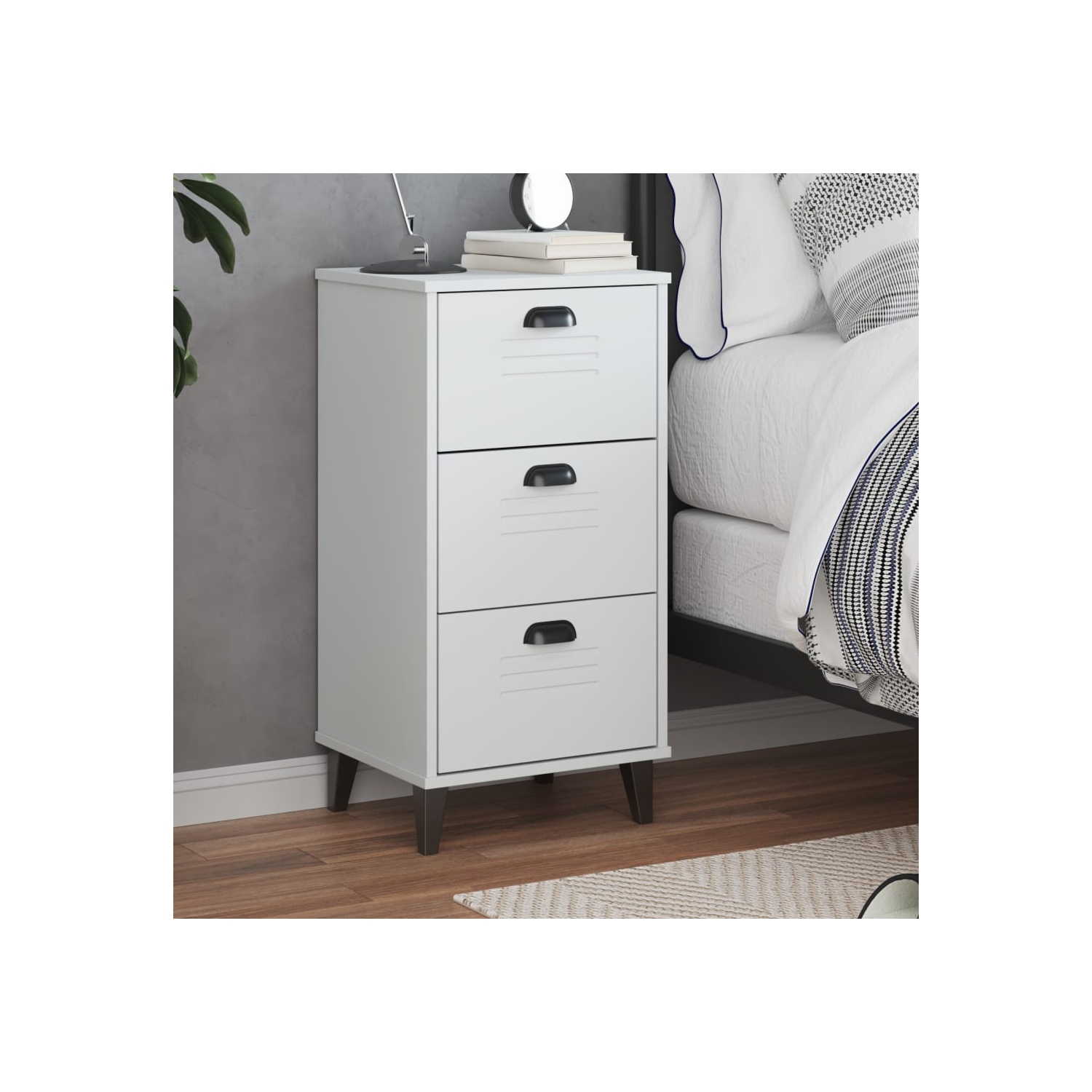 vidaXL Bedside Cabinet VIKEN White Engineered Wood