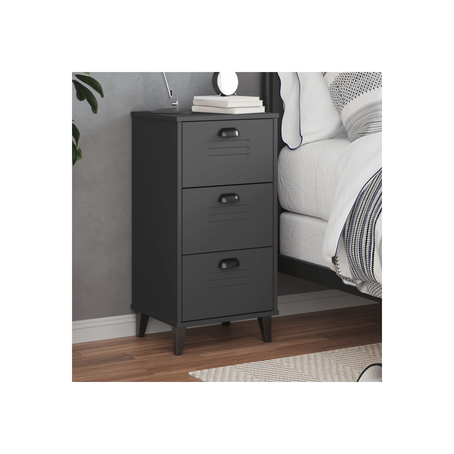 Armoire de chevet VIKEN en bois d'ingénierie gris anthracite