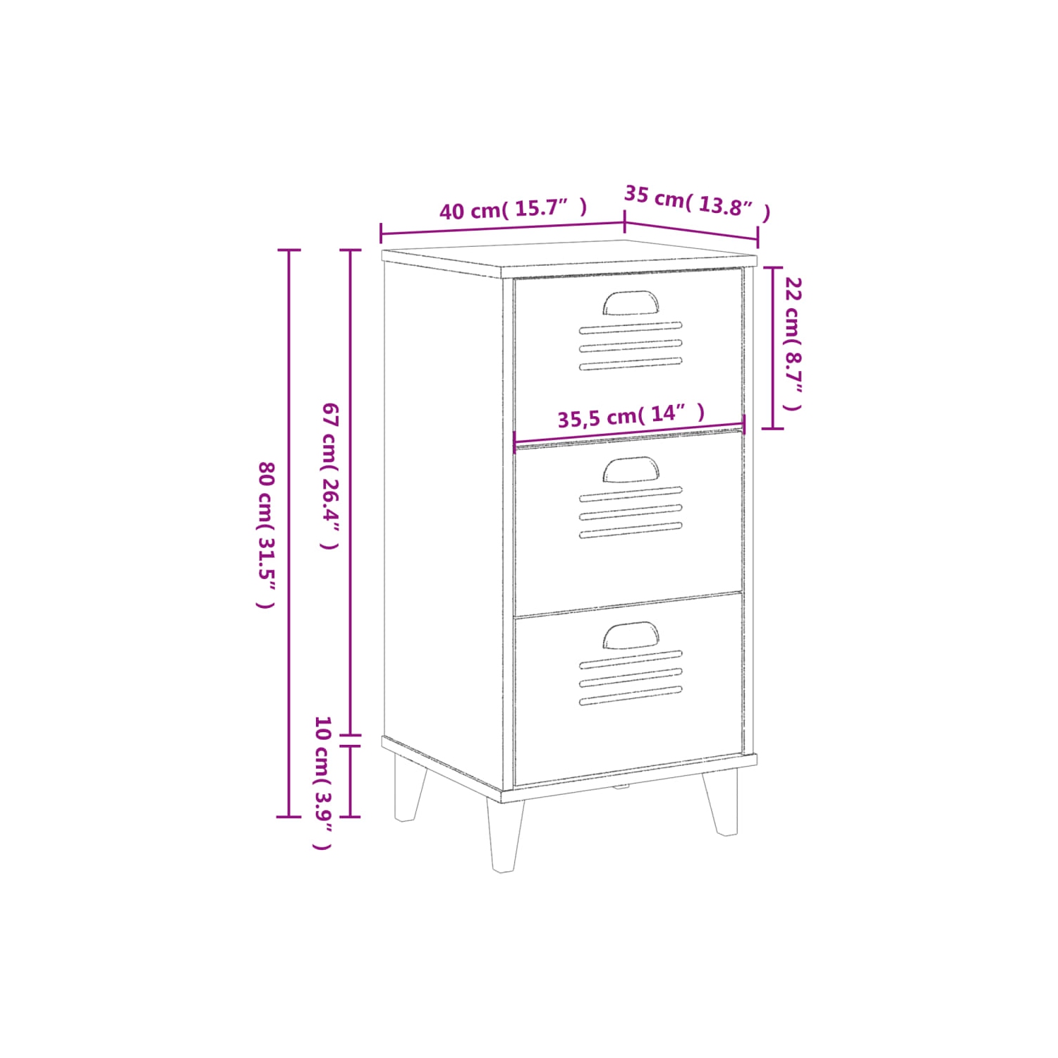 Armoire de chevet VIKEN en bois d'ingénierie gris anthracite