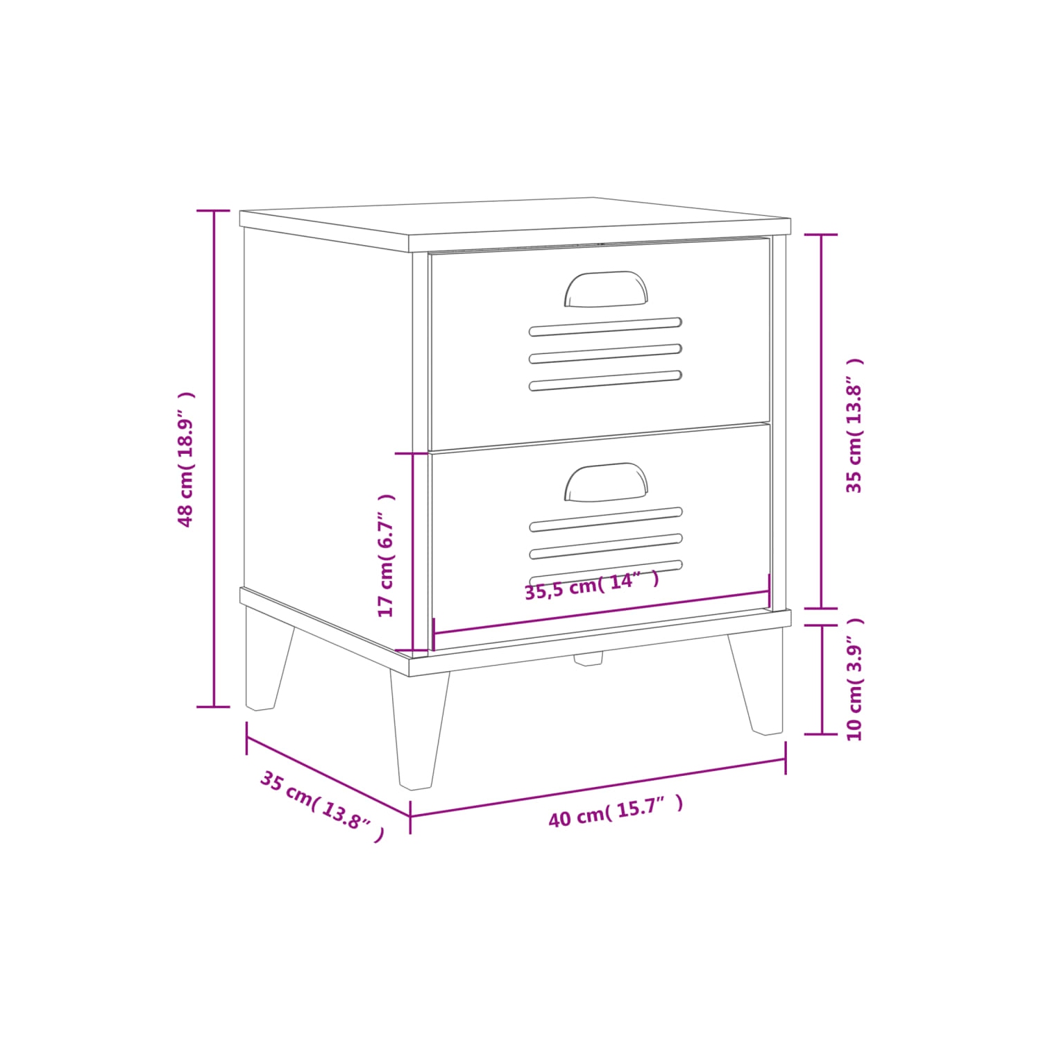 vidaXL Bedside Cabinet VIKEN Black Engineered Wood