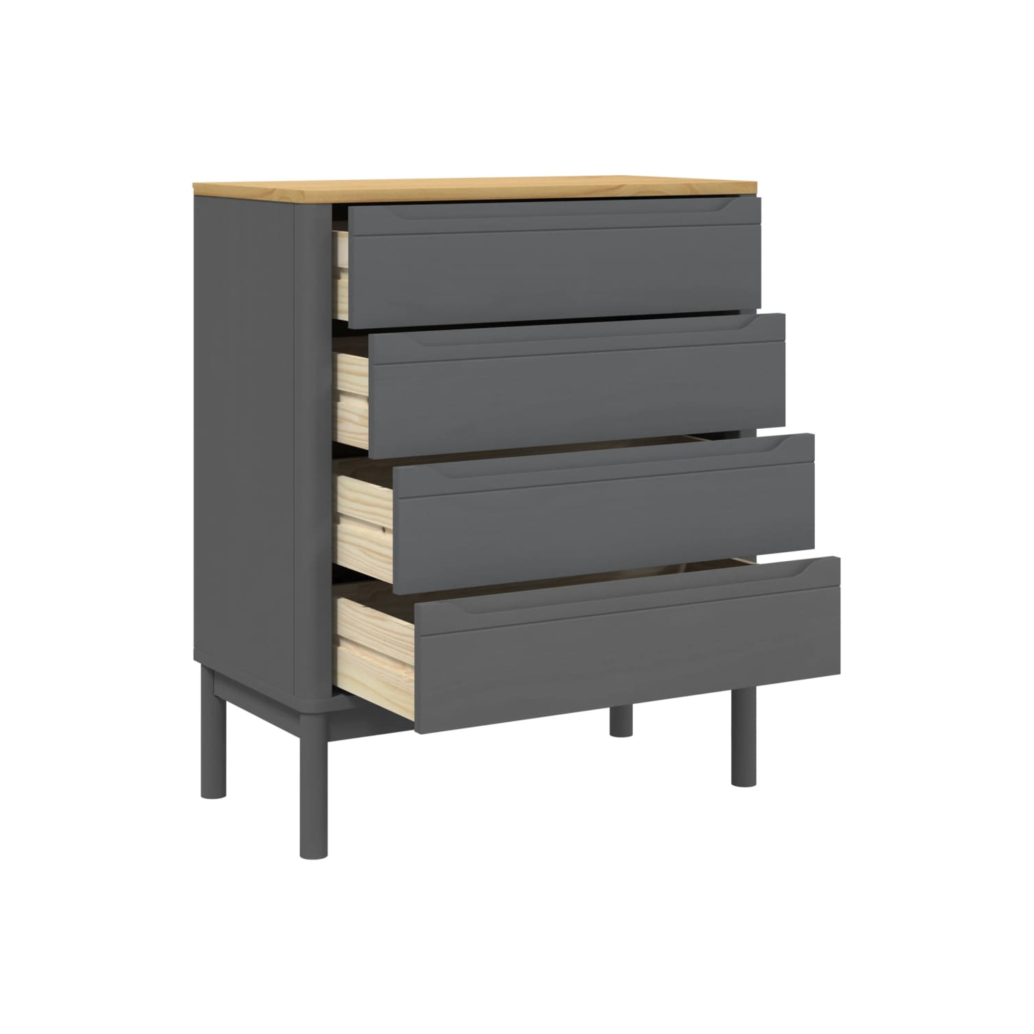 Commode à tiroirs en montre VIdaXL, gris, pin massif