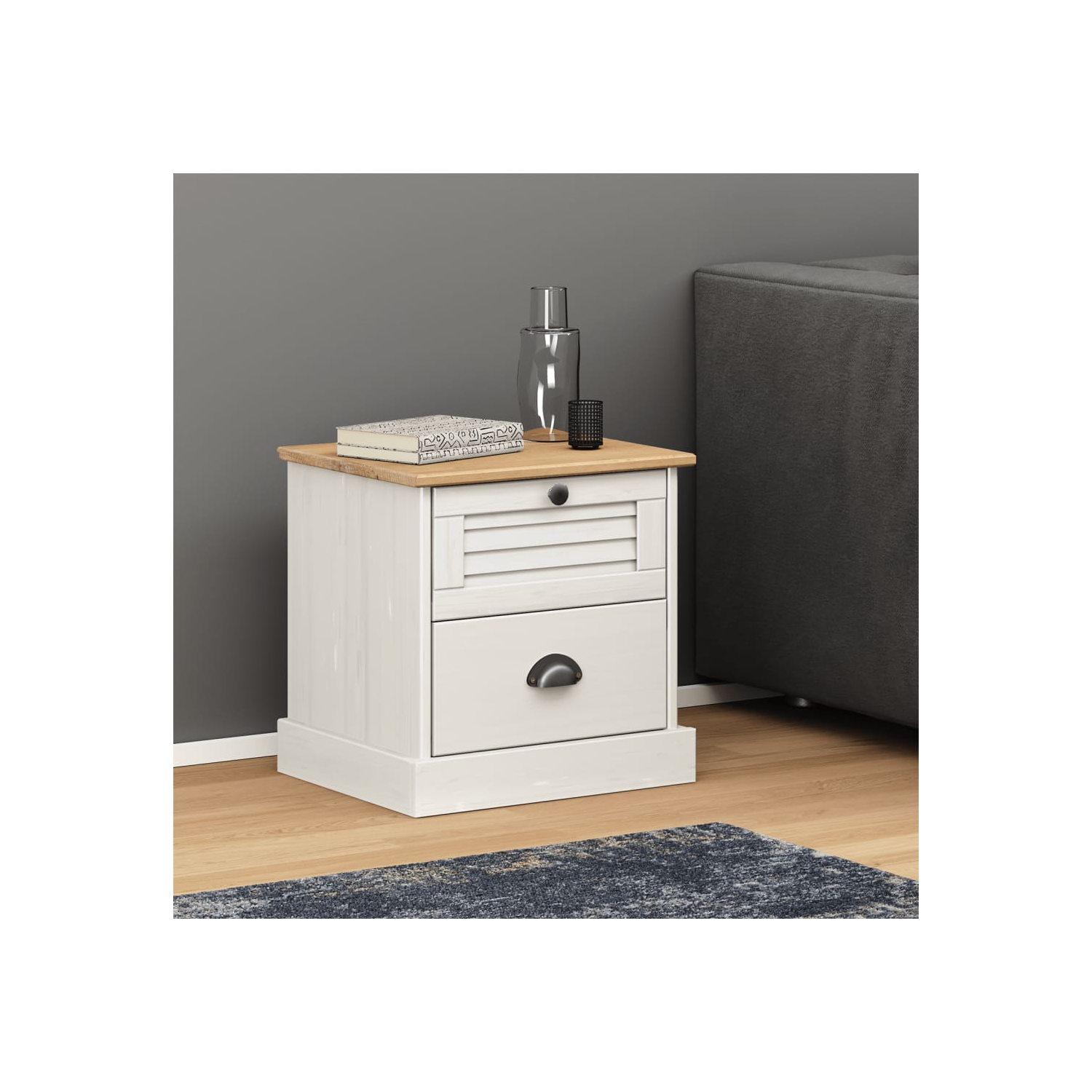 vidaXL Bedside Cabinet VIGO White 42x35x42 cm Solid Wood Pine
