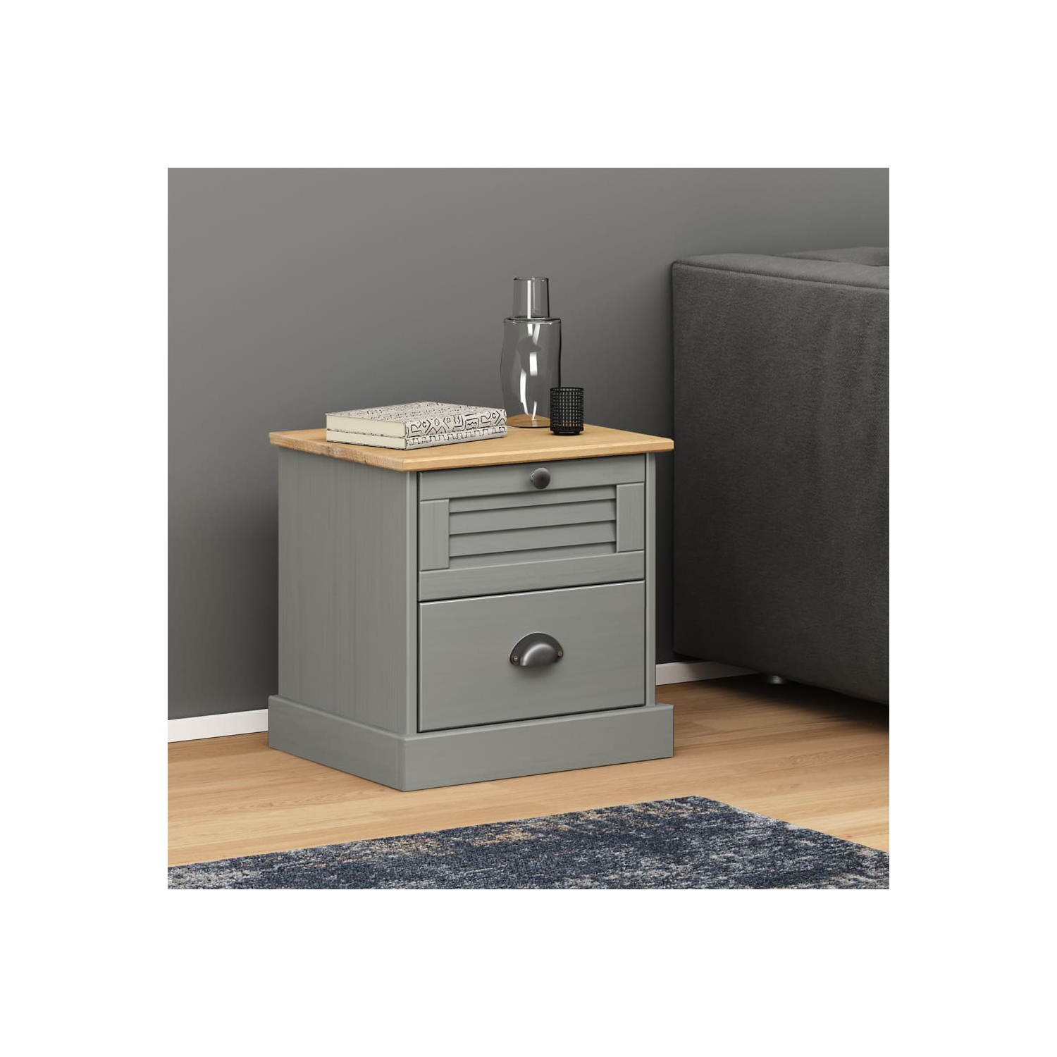 vidaXL Bedside Cabinet VIGO Grey 42x35x42 cm Solid Wood Pine