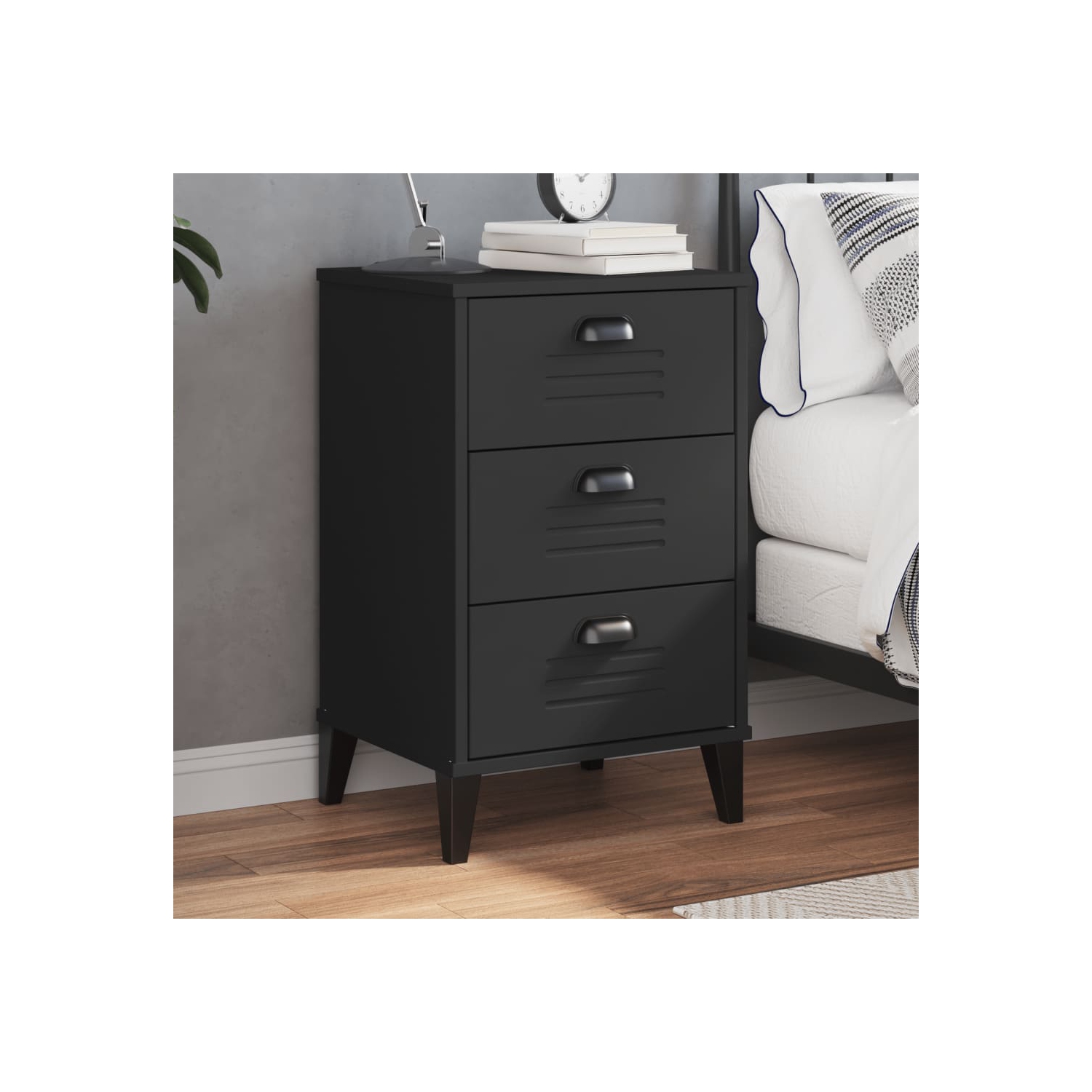 Armoire de chevet VIKEN en bois d'ingénierie noir