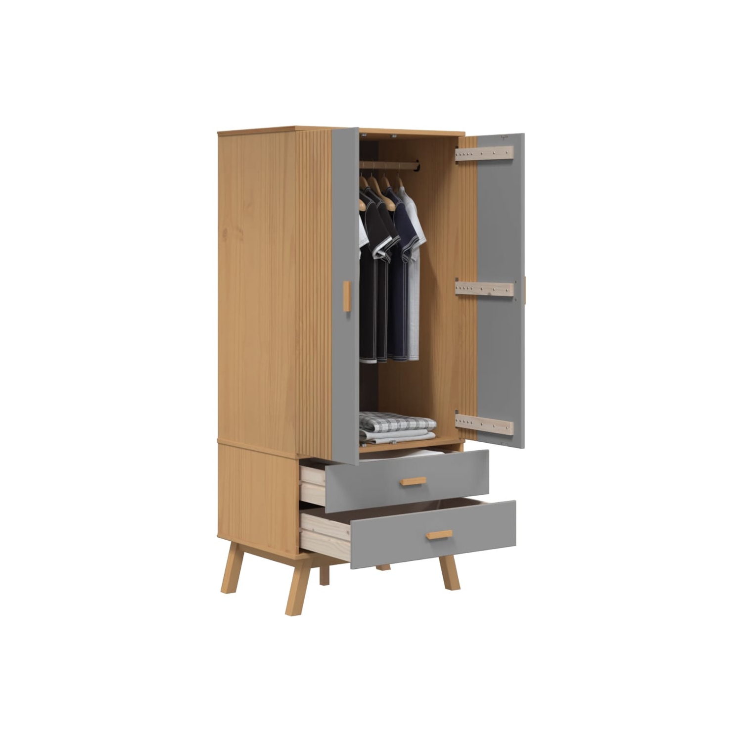 VidaXL garde-robe OLDEN gris et brun 76.5x53x172&nbsp;cm pin massif