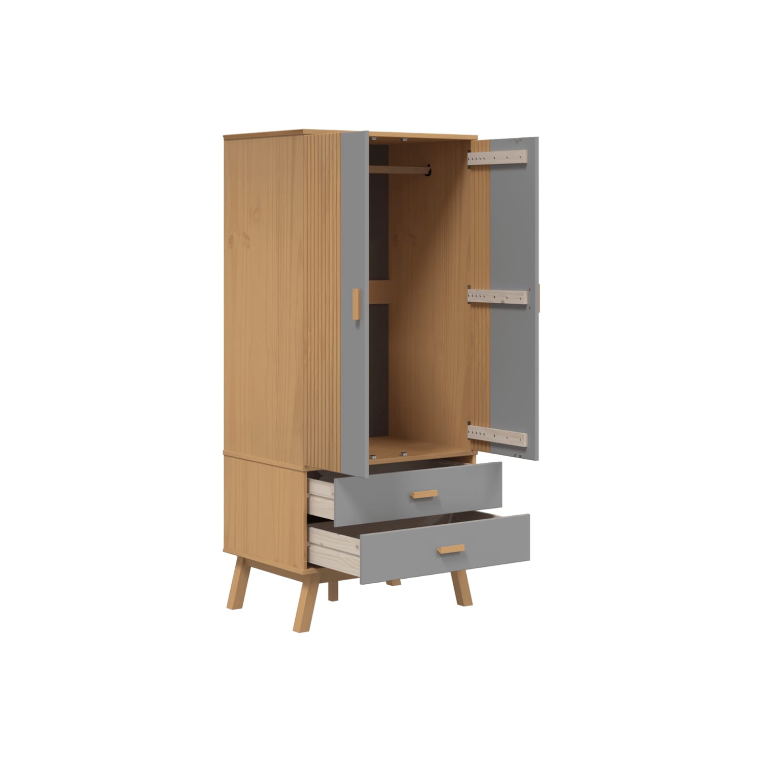 VidaXL garde-robe OLDEN gris et brun 76.5x53x172&nbsp;cm pin massif