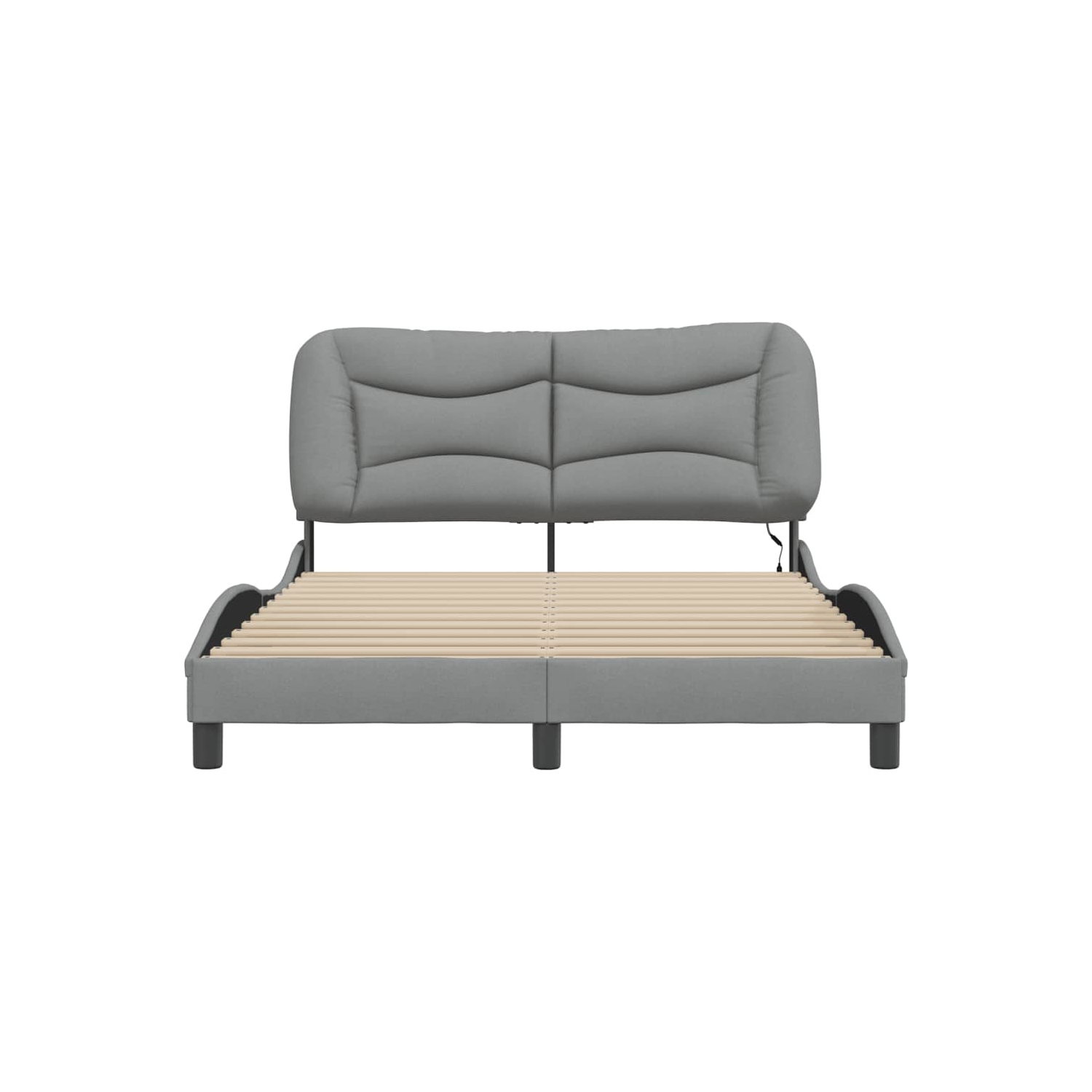 Cadre de lit vidaXL avec LED sans matelas «&nbsp;Hvar&nbsp;», tissu 190&nbsp;cm gris pâle 137 unités