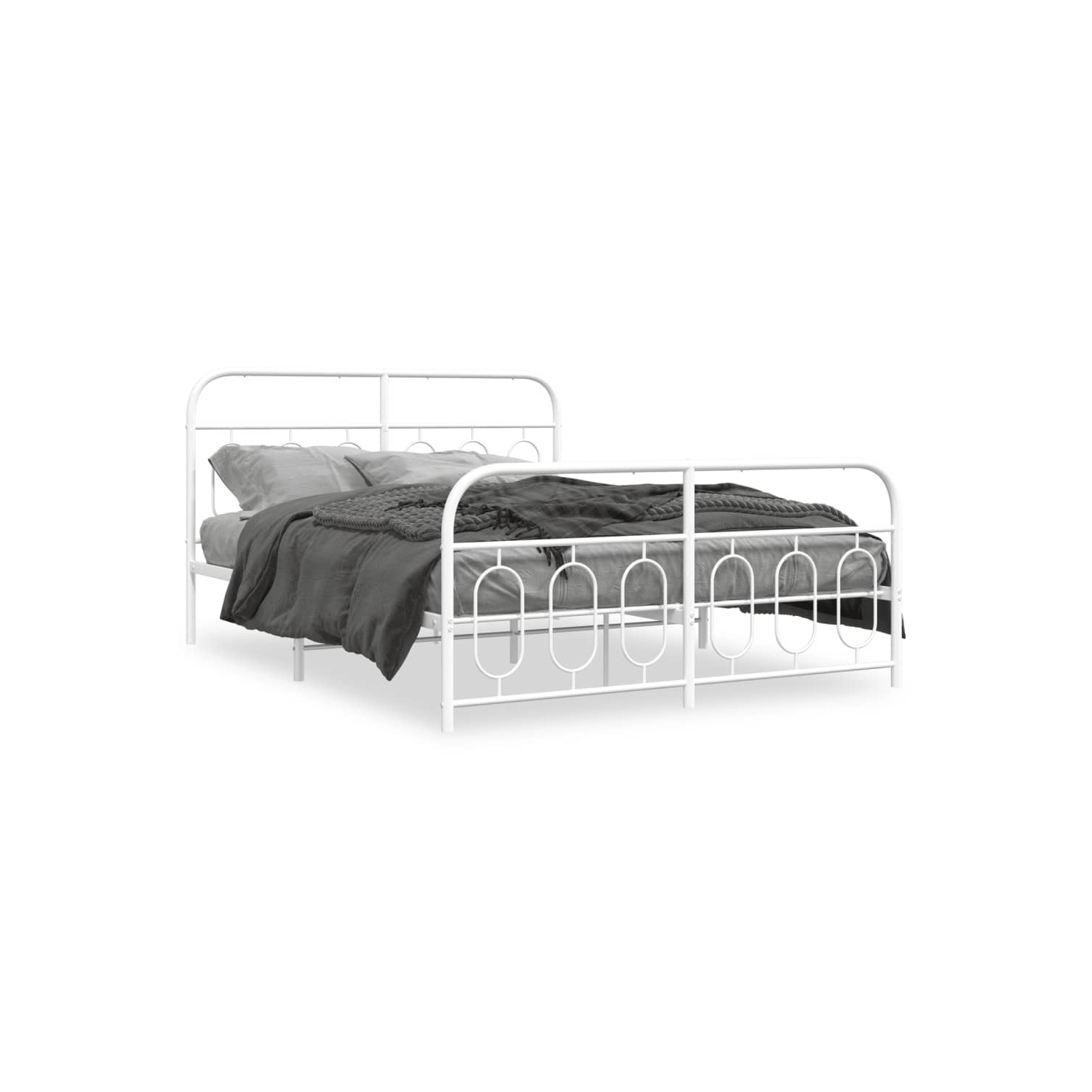 vidaXL Metal Bed Frame without Mattress with Footboard White 150x200cm