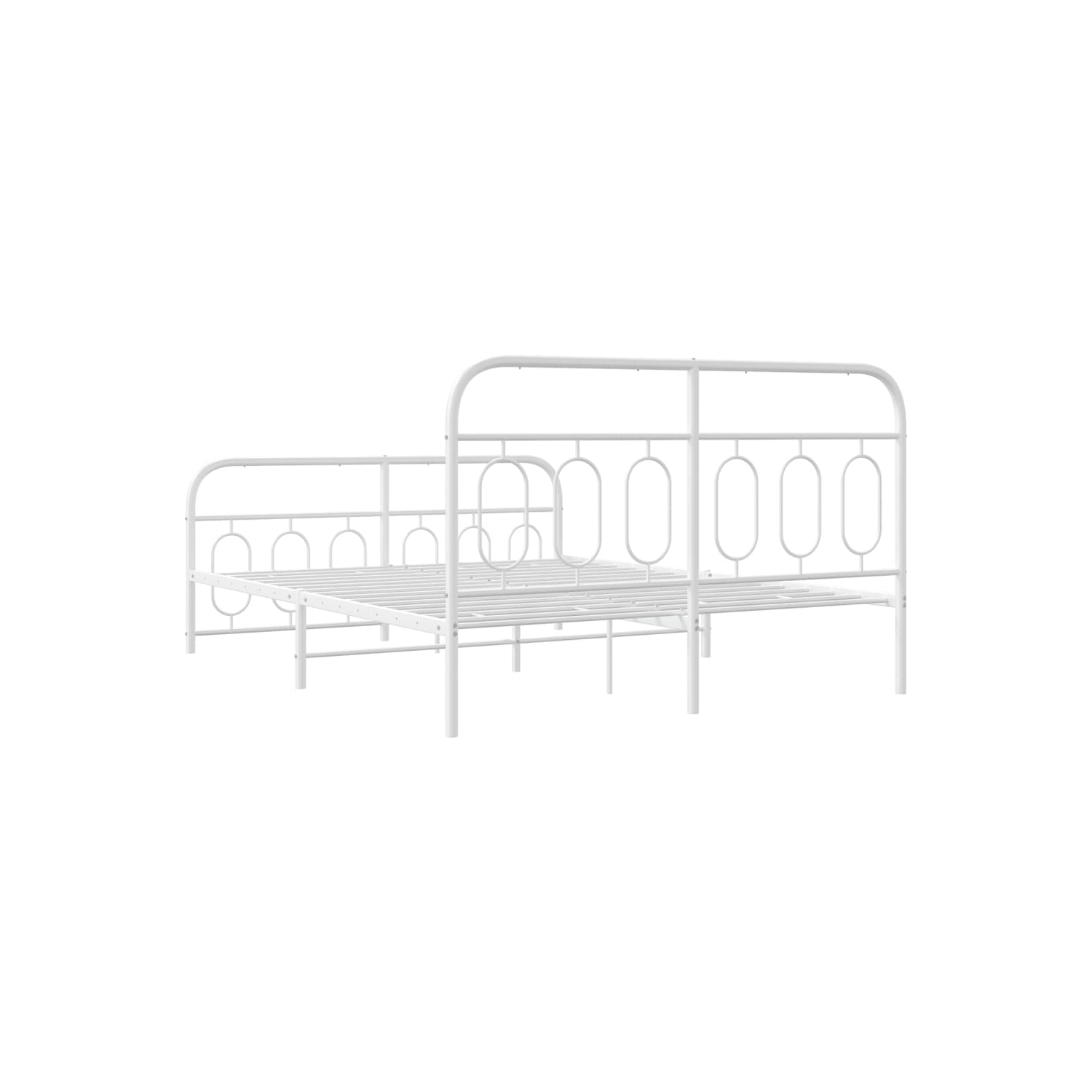 vidaXL Metal Bed Frame without Mattress with Footboard White 150x200cm