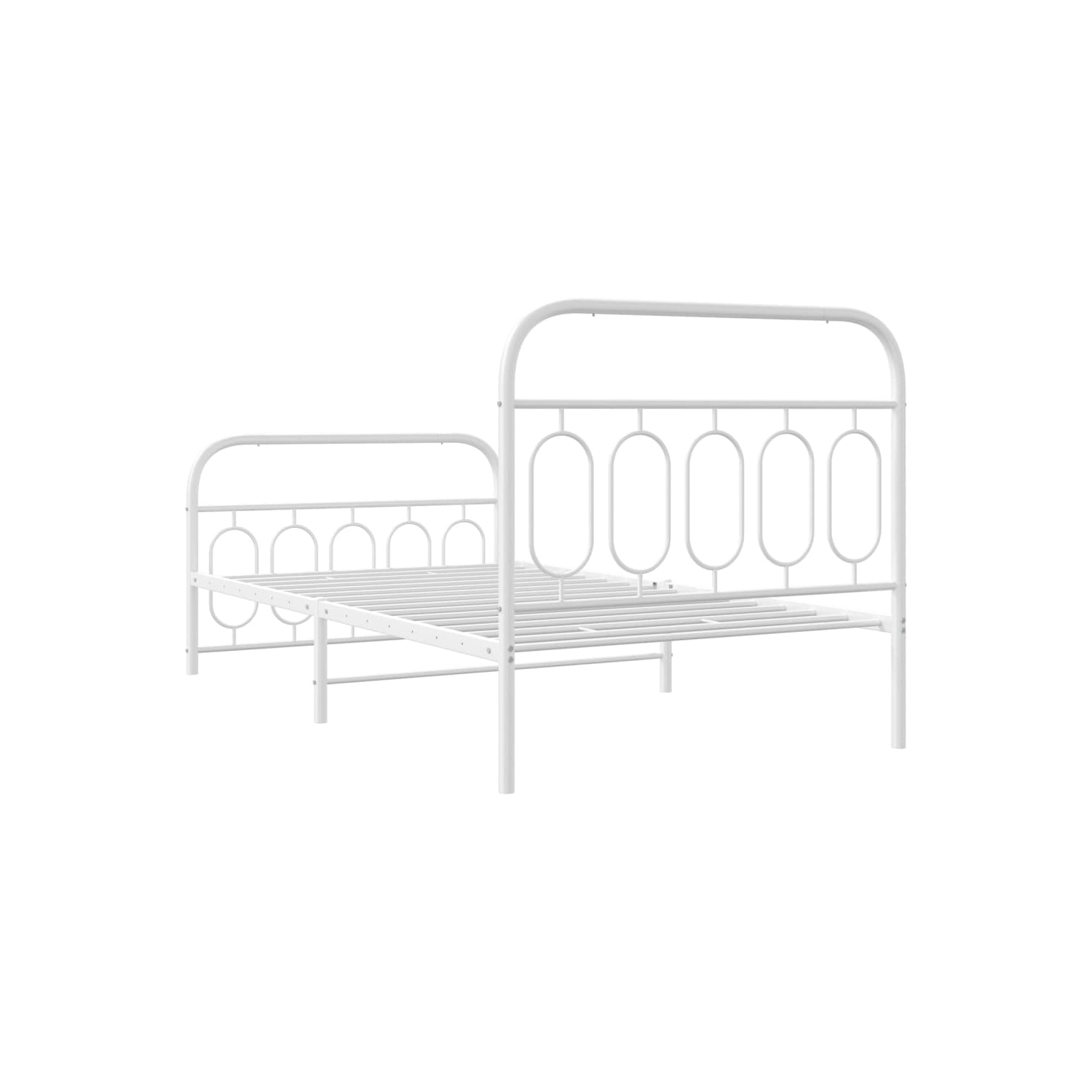 vidaXL Metal Bed Frame without Mattress with Footboard White 100x200cm