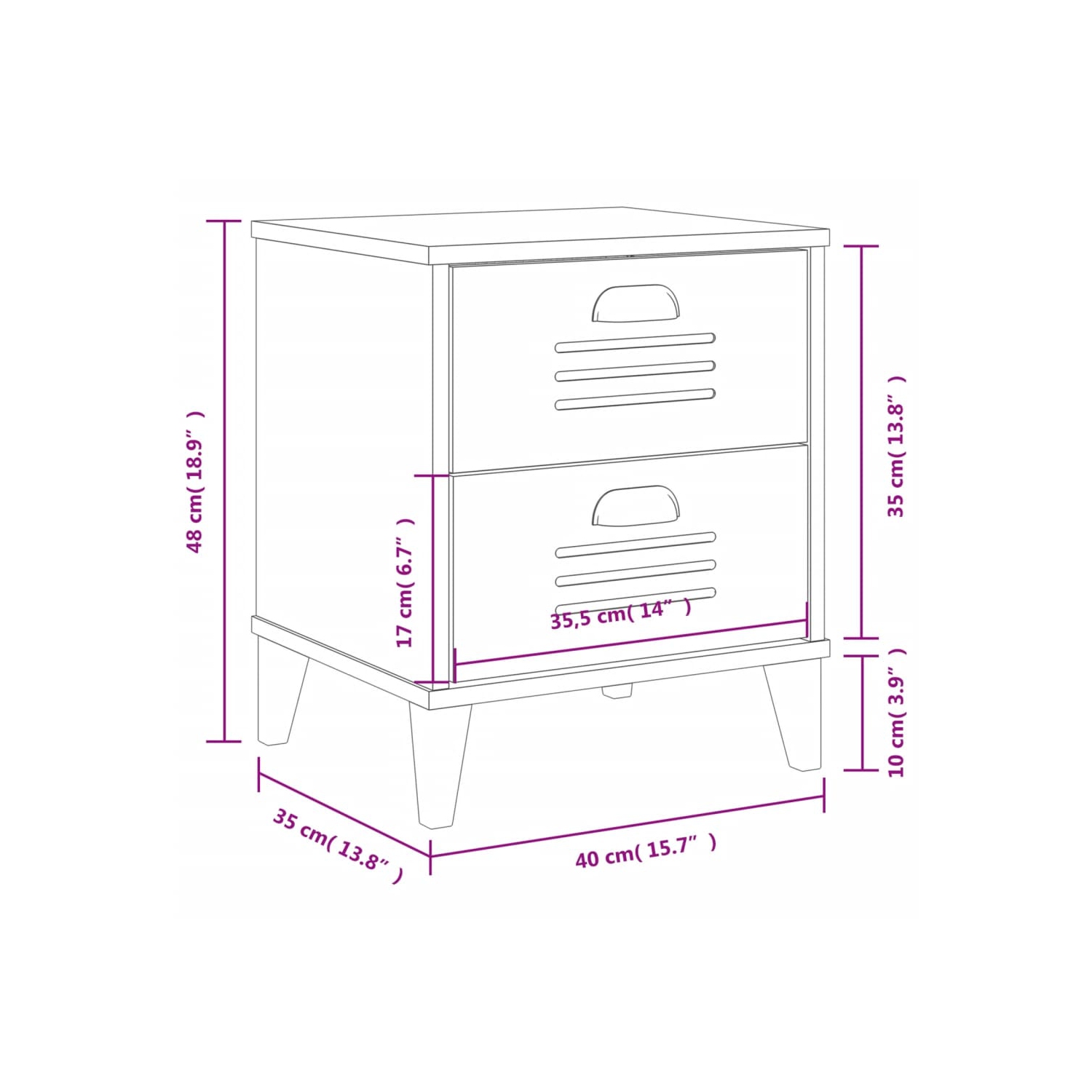 Armoire de chevet VIKEN en bois d'ingénierie gris anthracite