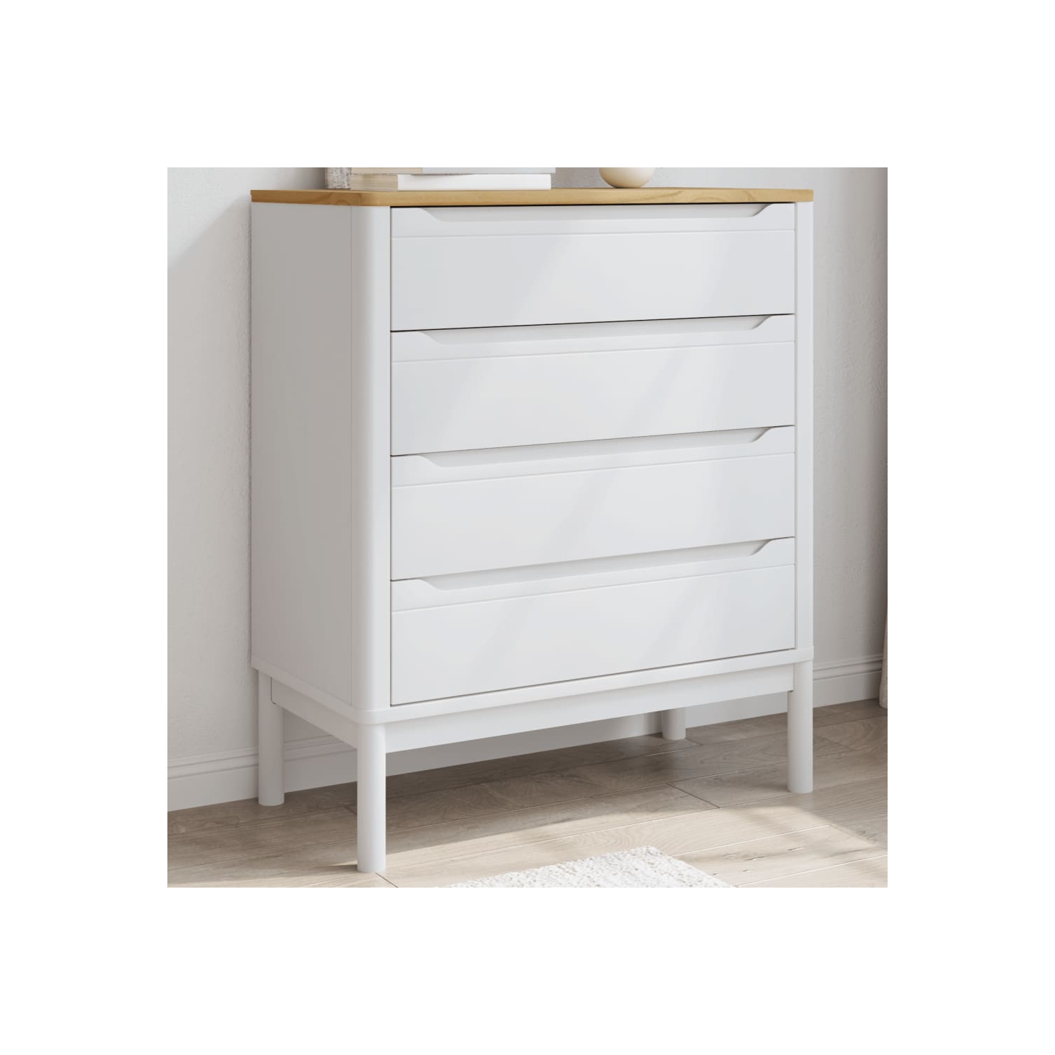 vidaXL Chest of Drawers FLORO White Solid Wood Pine
