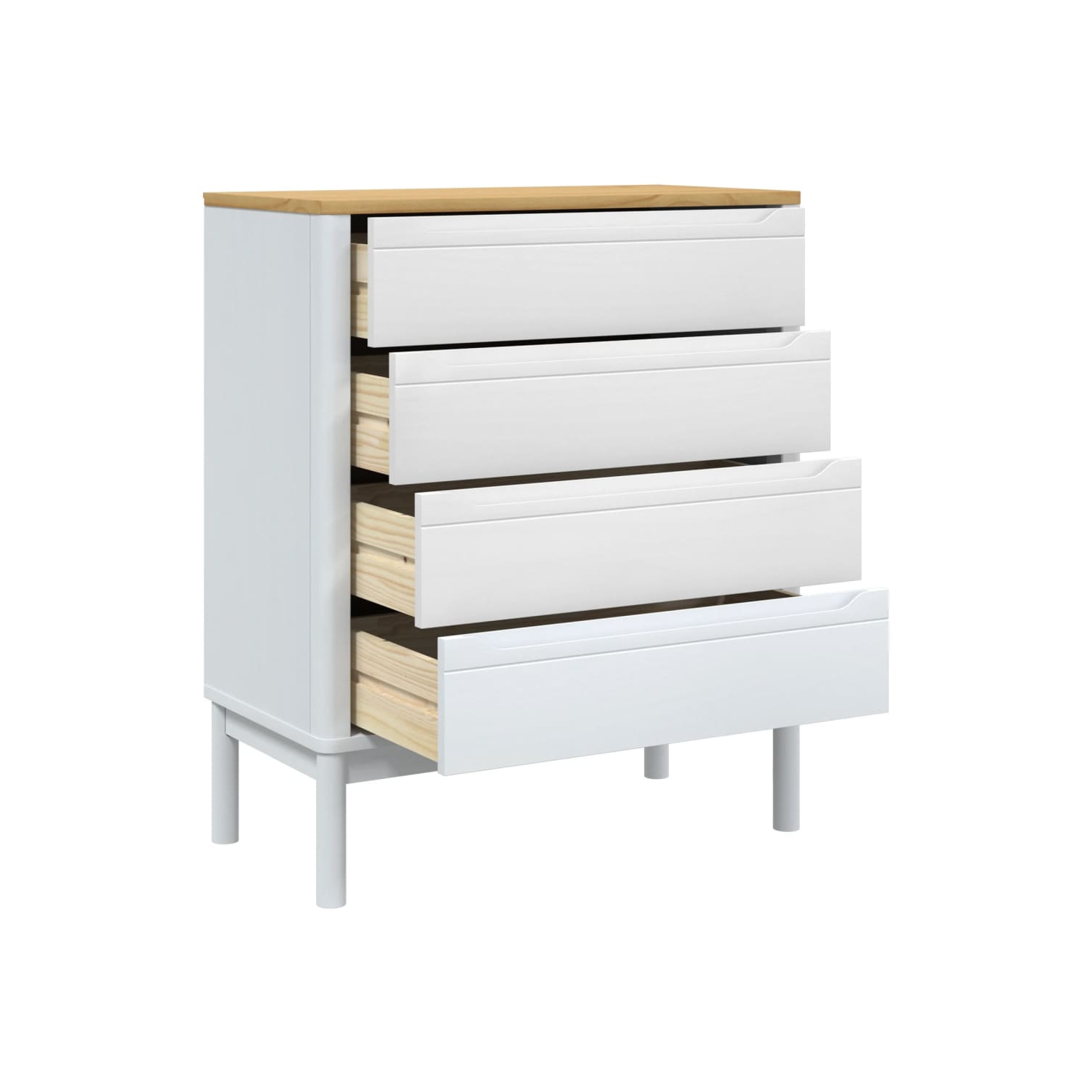 vidaXL Chest of Drawers FLORO White Solid Wood Pine