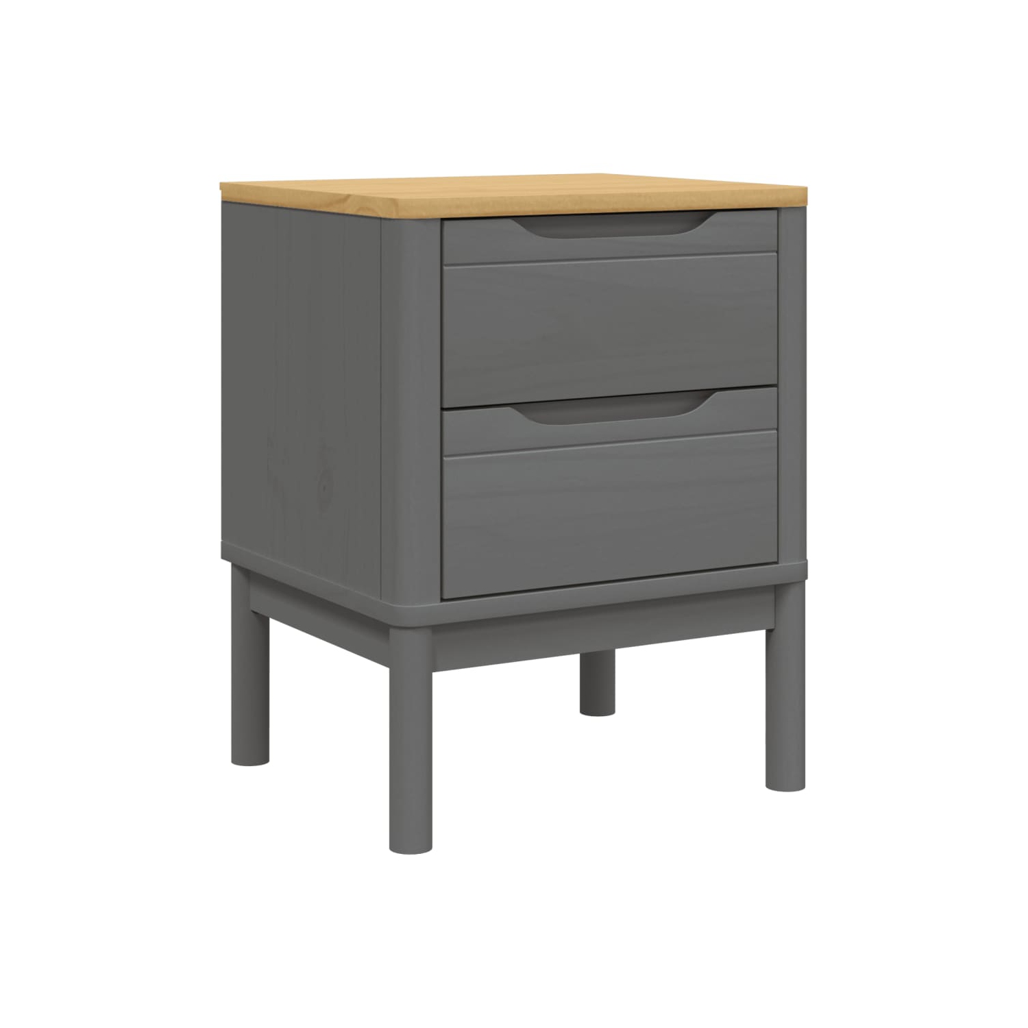vidaXL Bedside Cabinet FLORO Grey 45x39x57 cm Solid Wood Pine