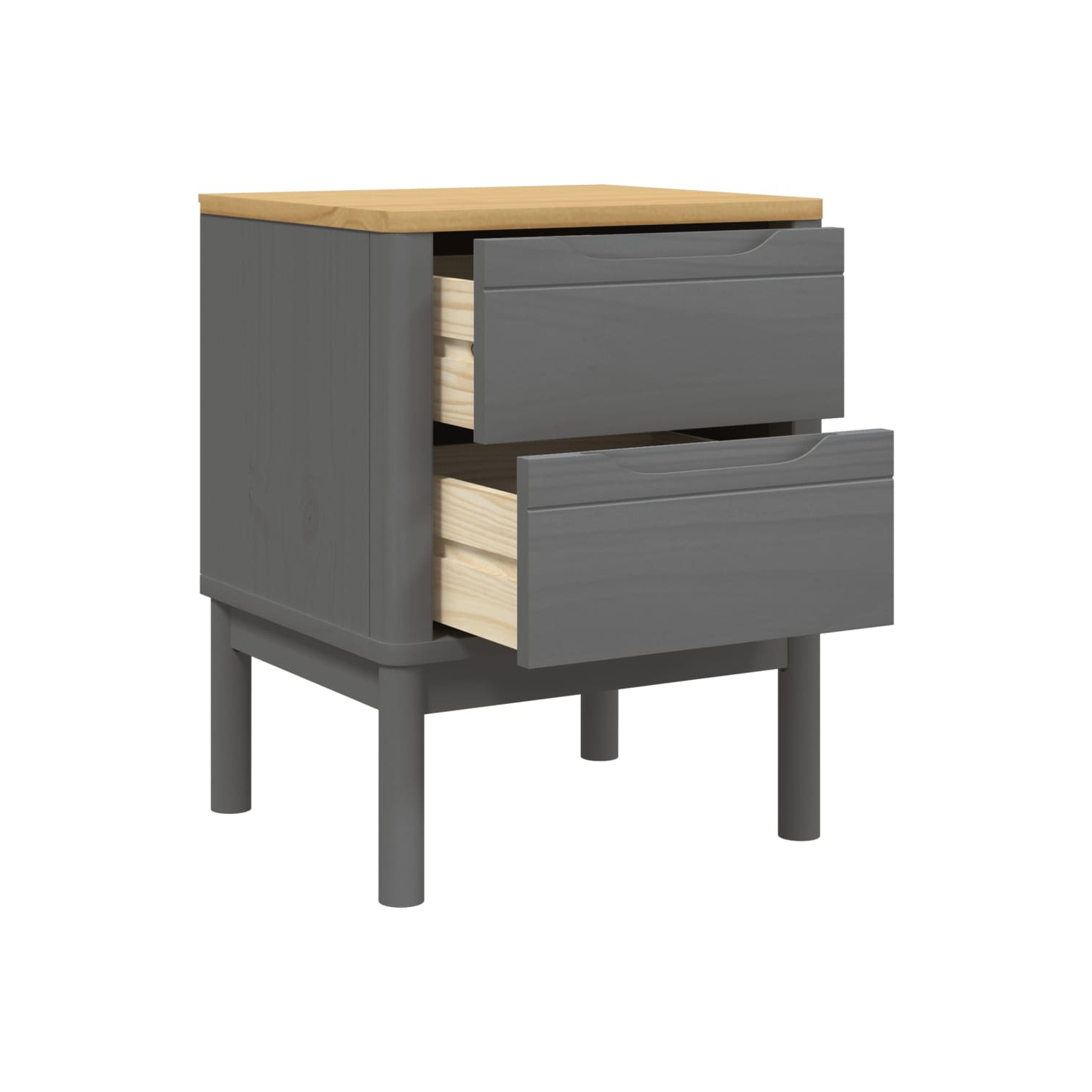 vidaXL Bedside Cabinet FLORO Grey 45x39x57 cm Solid Wood Pine