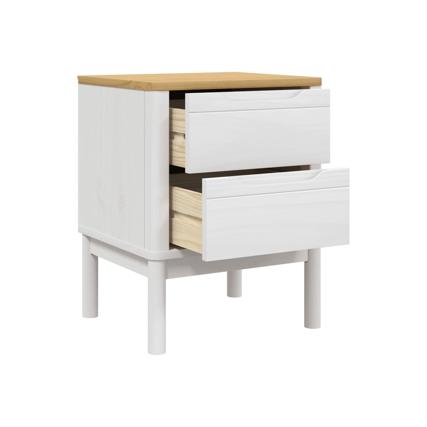 vidaXL Bedside Cabinet FLORO White 45x39x57 cm Solid Wood Pine