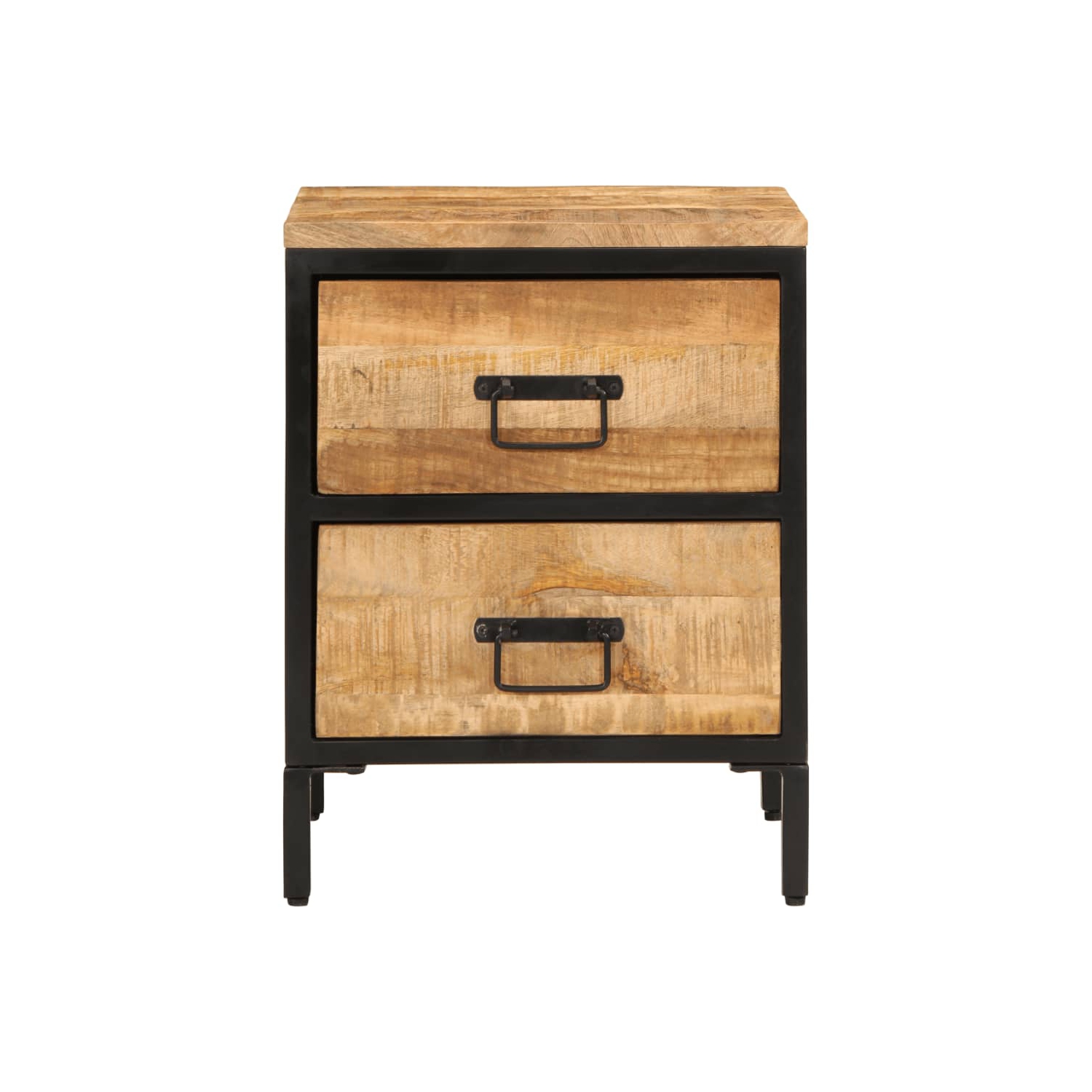 Armoire de lit à 2 tiroirs vidaXL 40 x 35 x 53 cm bois massif rugueux Mangue