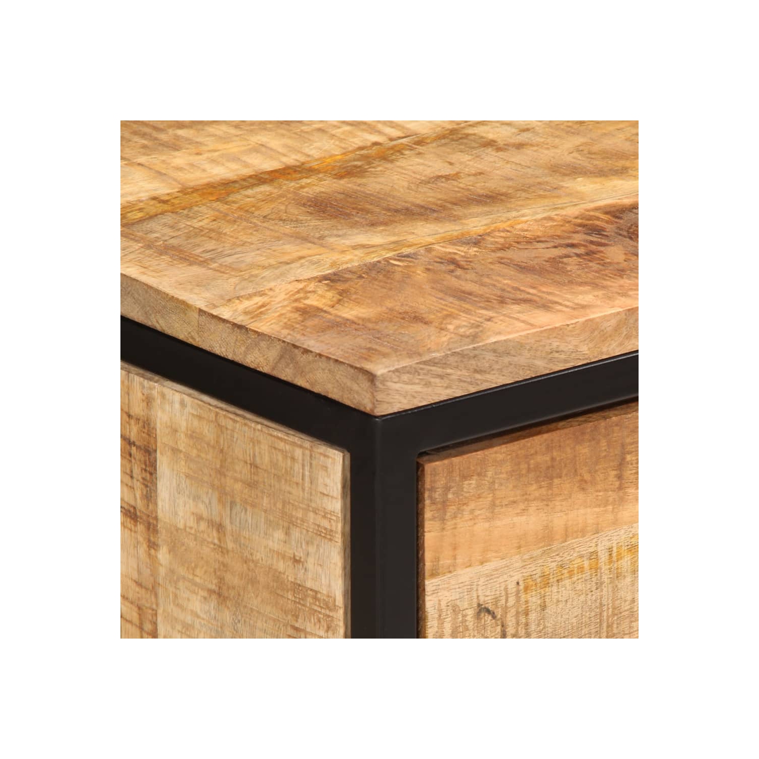 Armoire de lit à 2 tiroirs vidaXL 40 x 35 x 53 cm bois massif rugueux Mangue