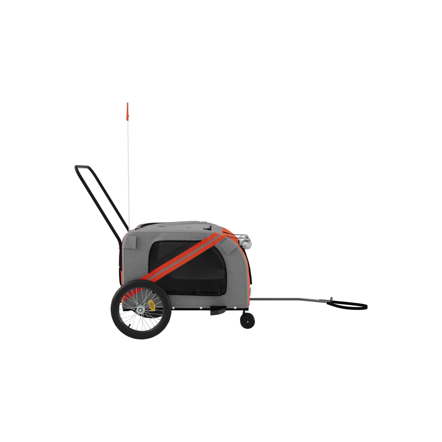 Remorque de vélo pour animal de compagnie en tissu et fer rouge et gris Oxford