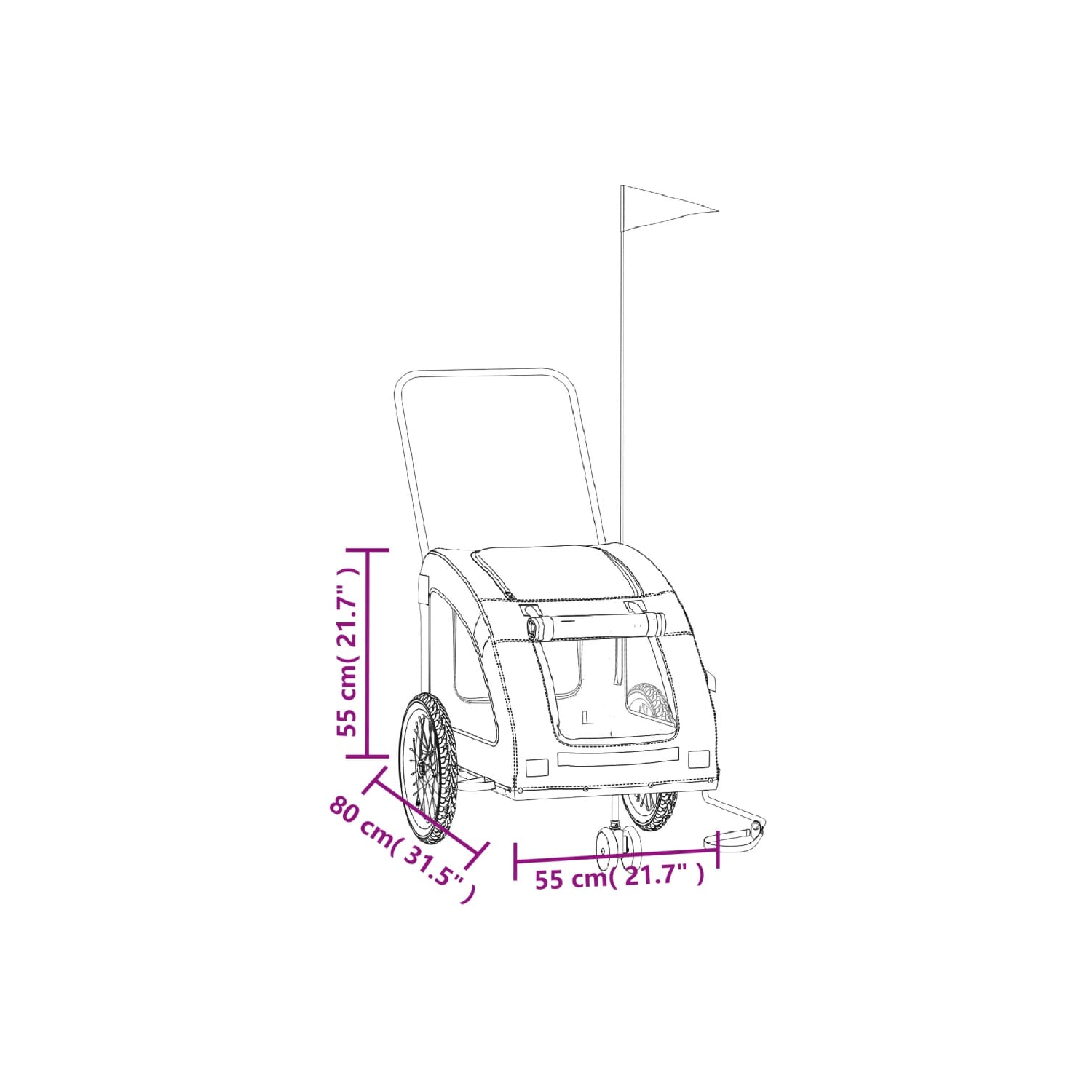 VidaXL Pet Bike Trailer Grey Oxford Fabric et fer