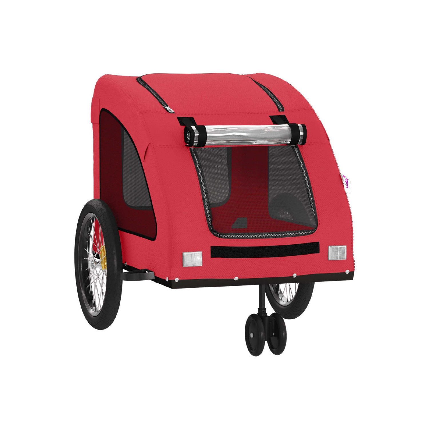 Remorque de vélo pour animaux de compagnie en tissu Oxford rouge et fer de vidaXL