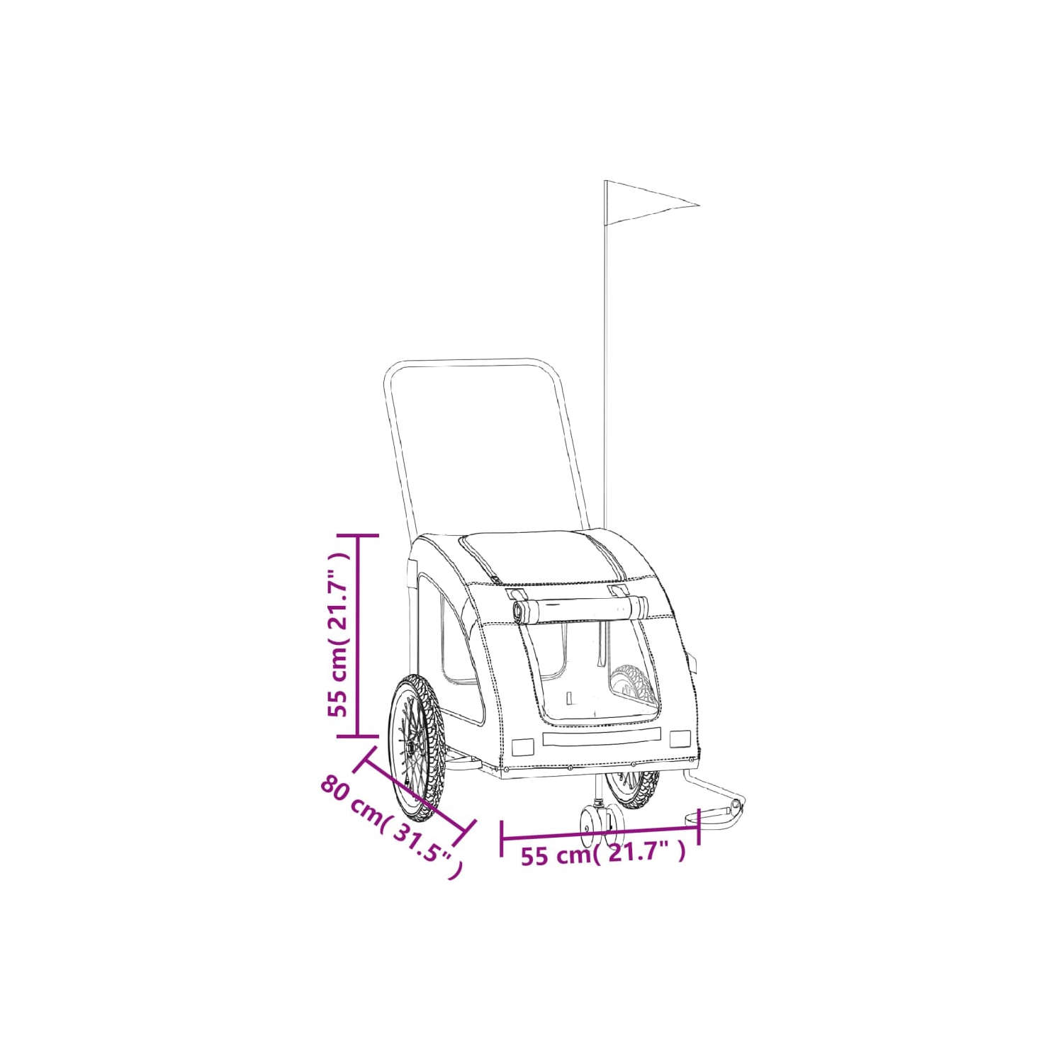 Remorque de vélo pour animaux de compagnie en tissu Oxford rouge et fer de vidaXL