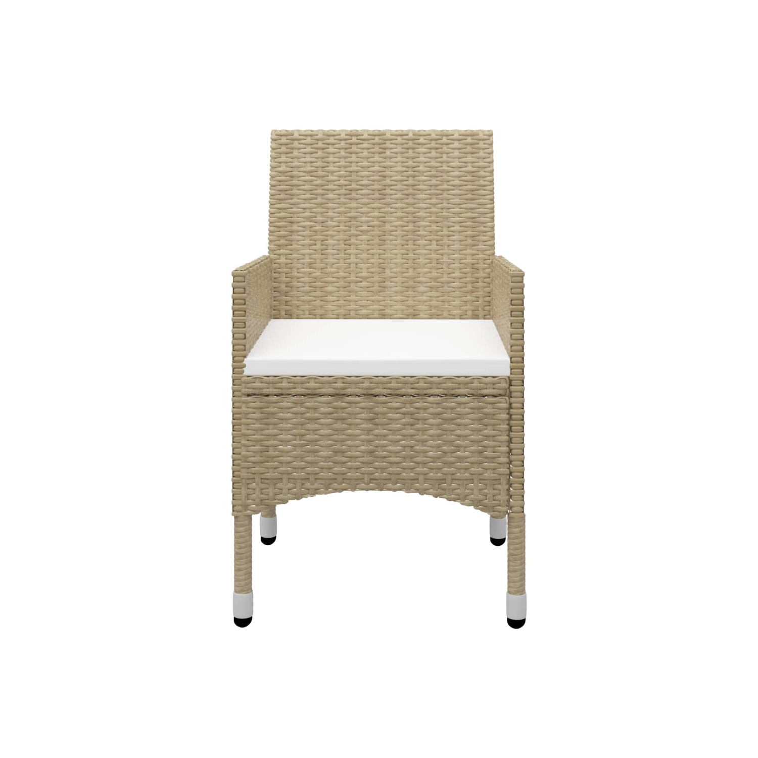 vidaXL 3 Piece Bistro Set Poly Rattan and Tempered Glass Beige